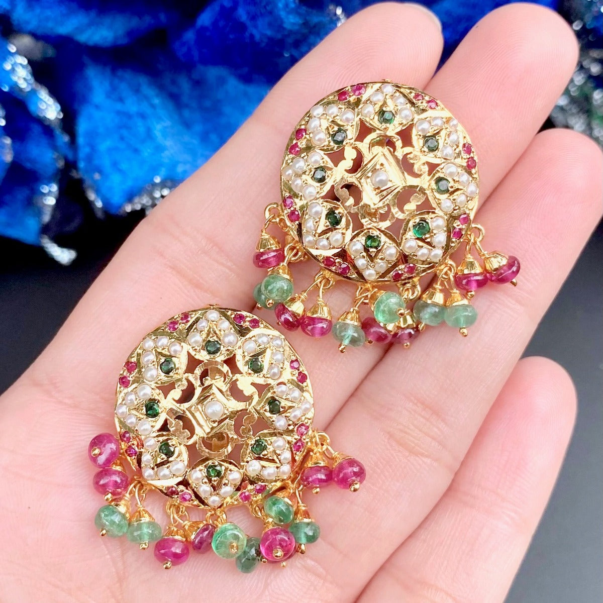 Multicoloured Jadau Pendant Set | Buy Premium Indian Jewelry Sets Online PS 109