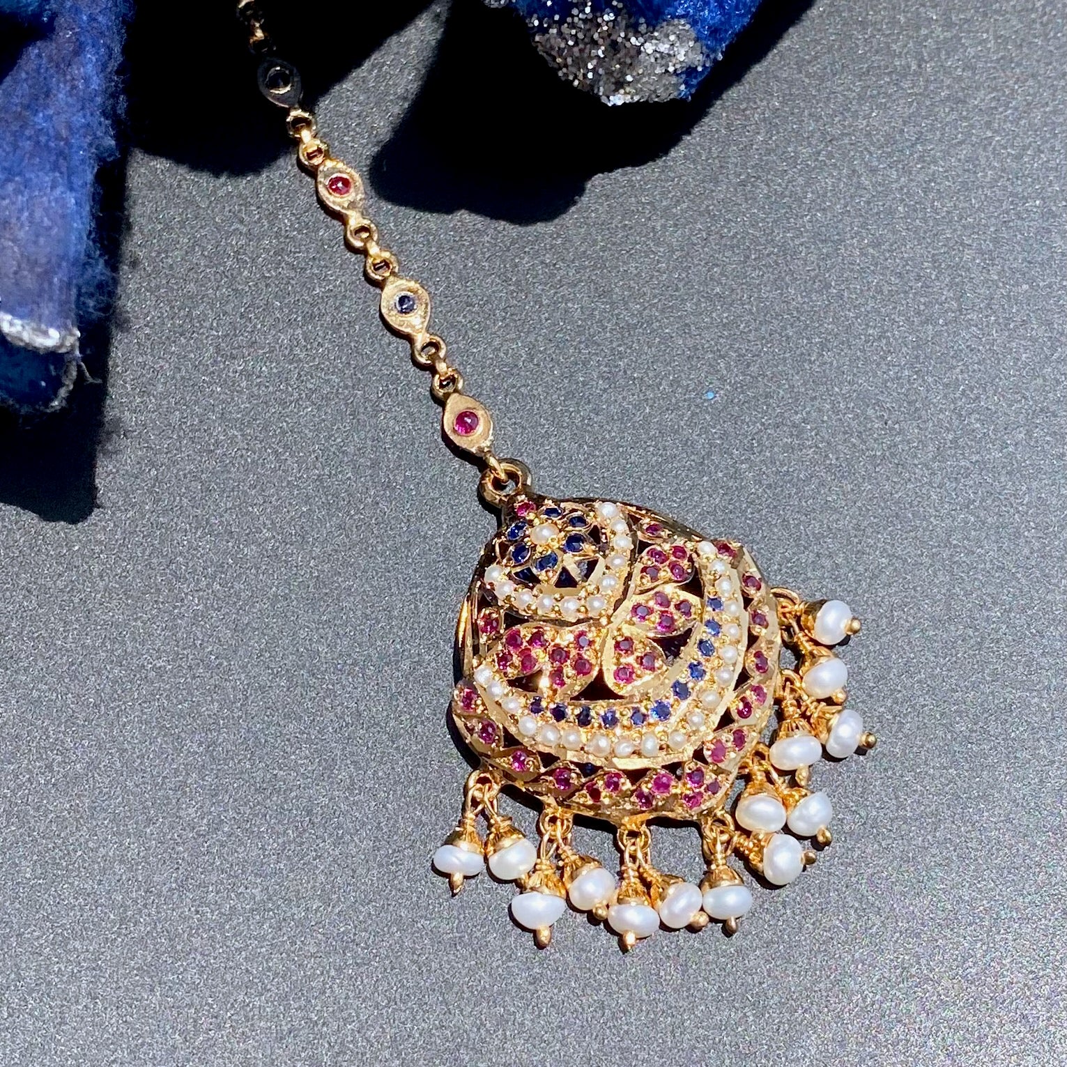 Jadau Maang Tikka | Gold Plated on Silver | Forehead Jewelry