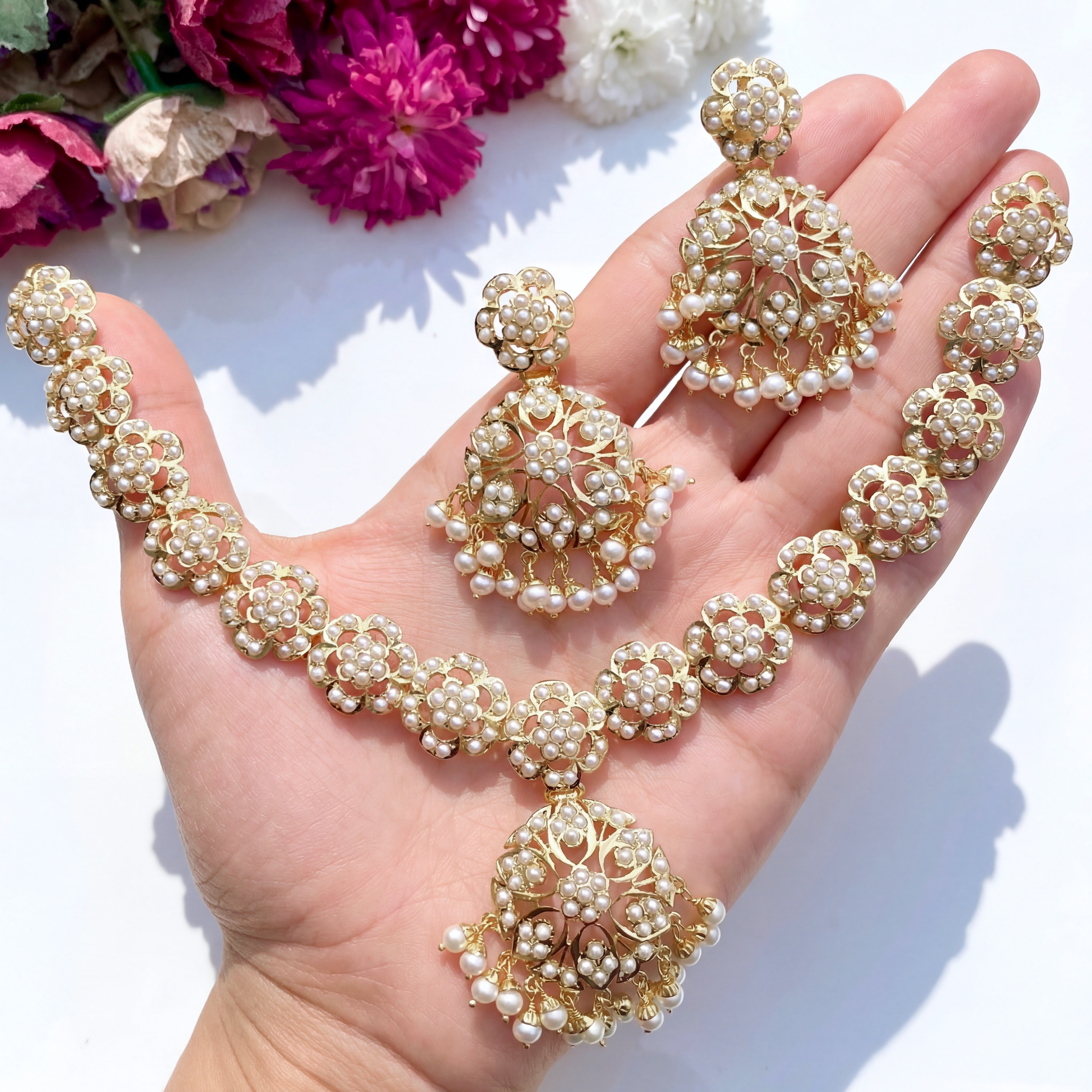 सोना चढ़ाया चांदी का हार | असली मीठे पानी के मोती NS 032