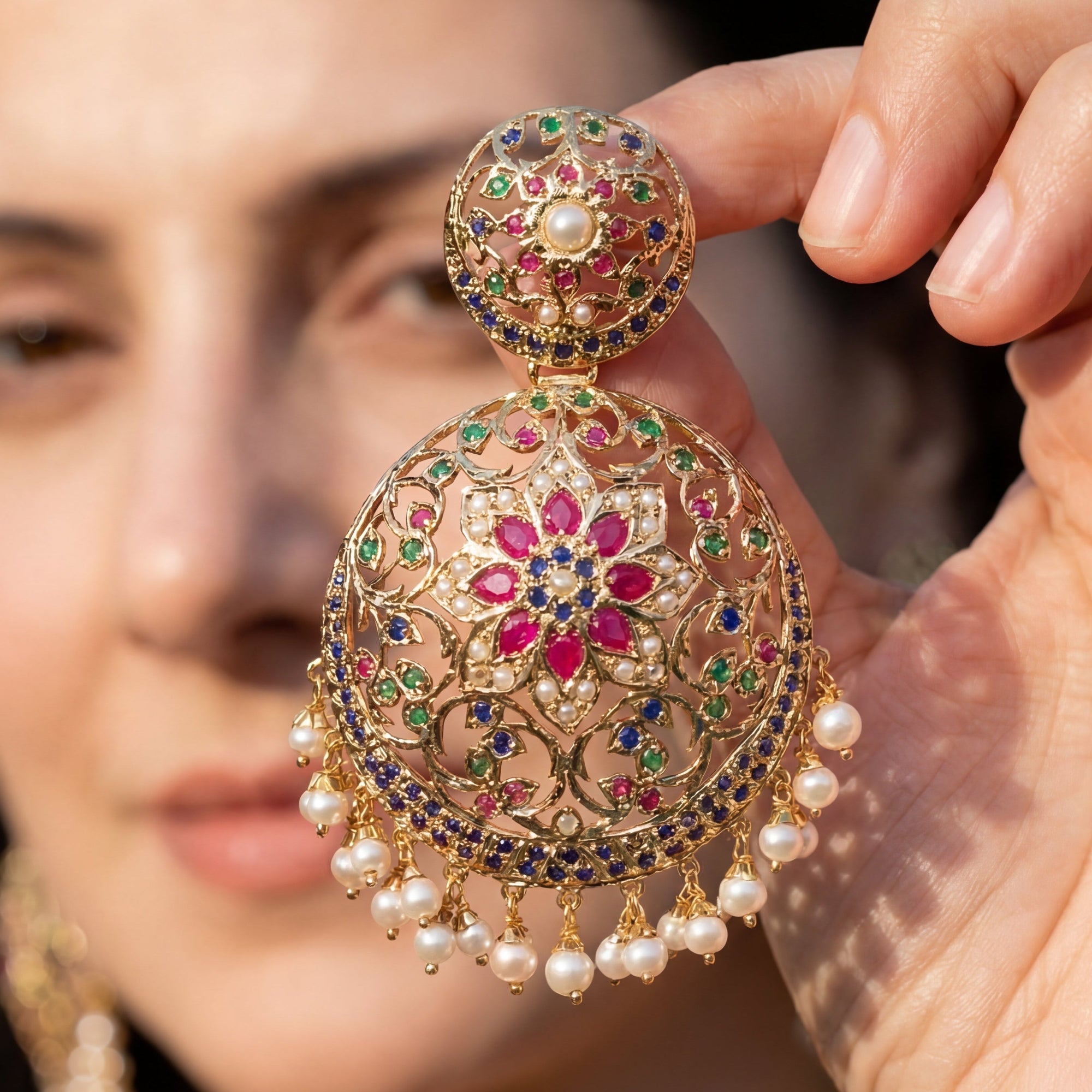 Elegant Jadau Set in Multicolor | Gold Plated Silver NS 431