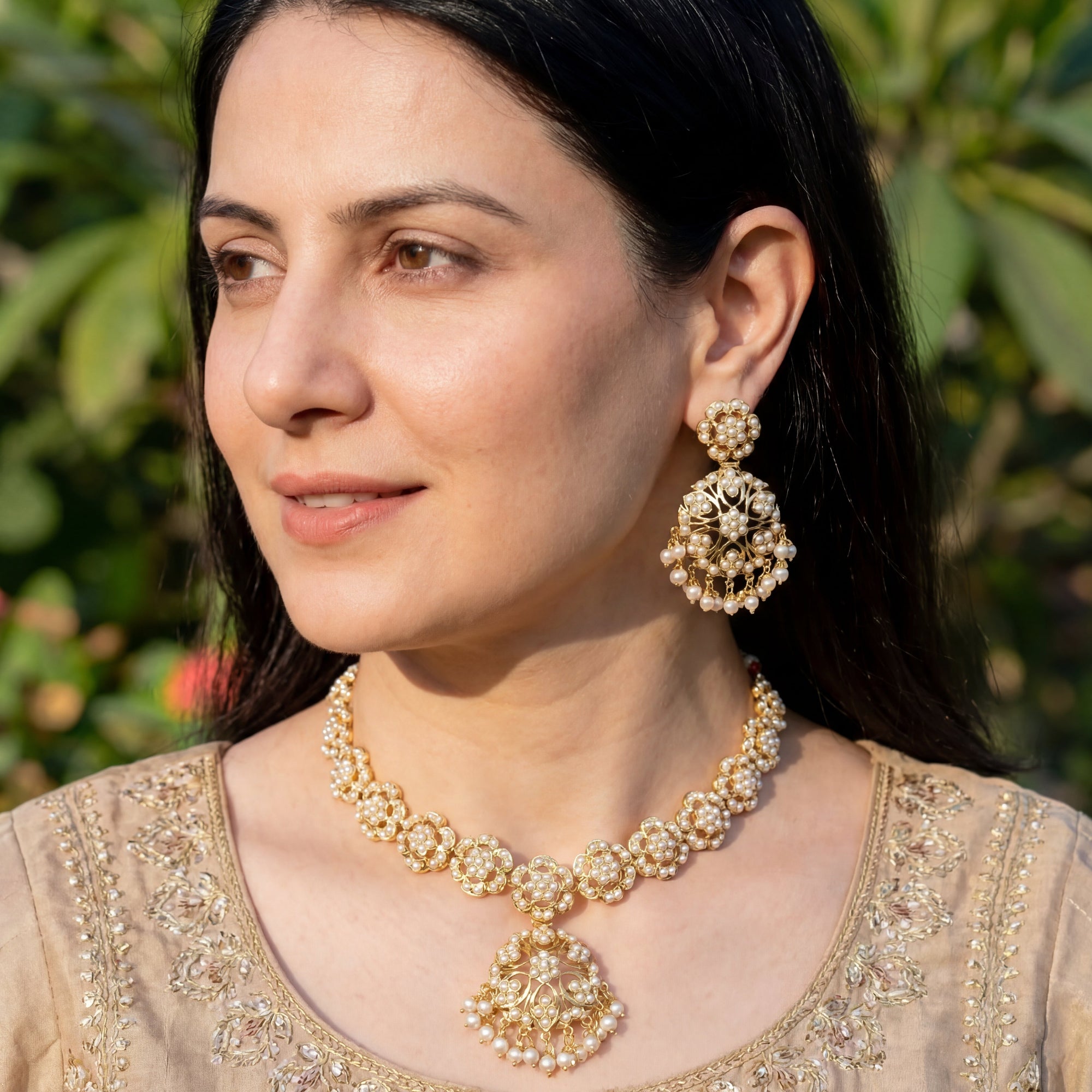 सोना चढ़ाया चांदी का हार | असली मीठे पानी के मोती NS 032