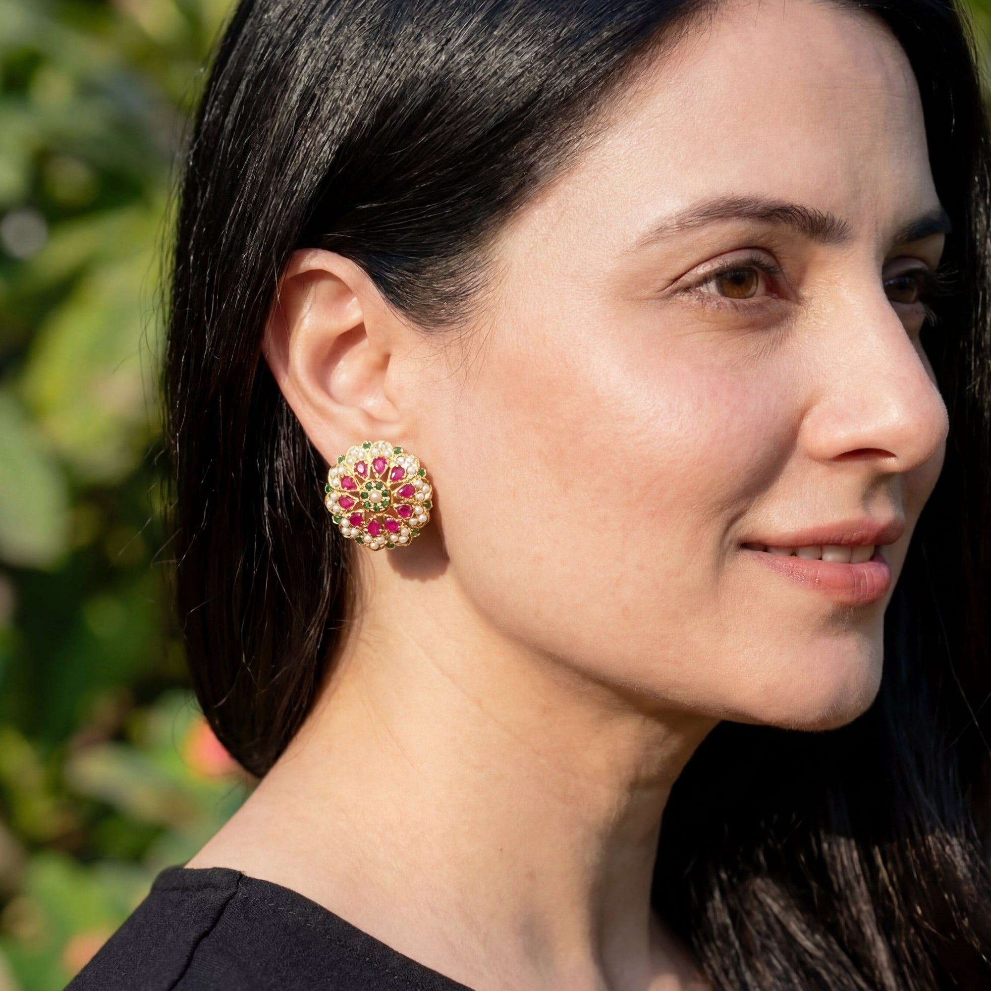 Statement Stud Earrings | Round Tops | For Women ER 412