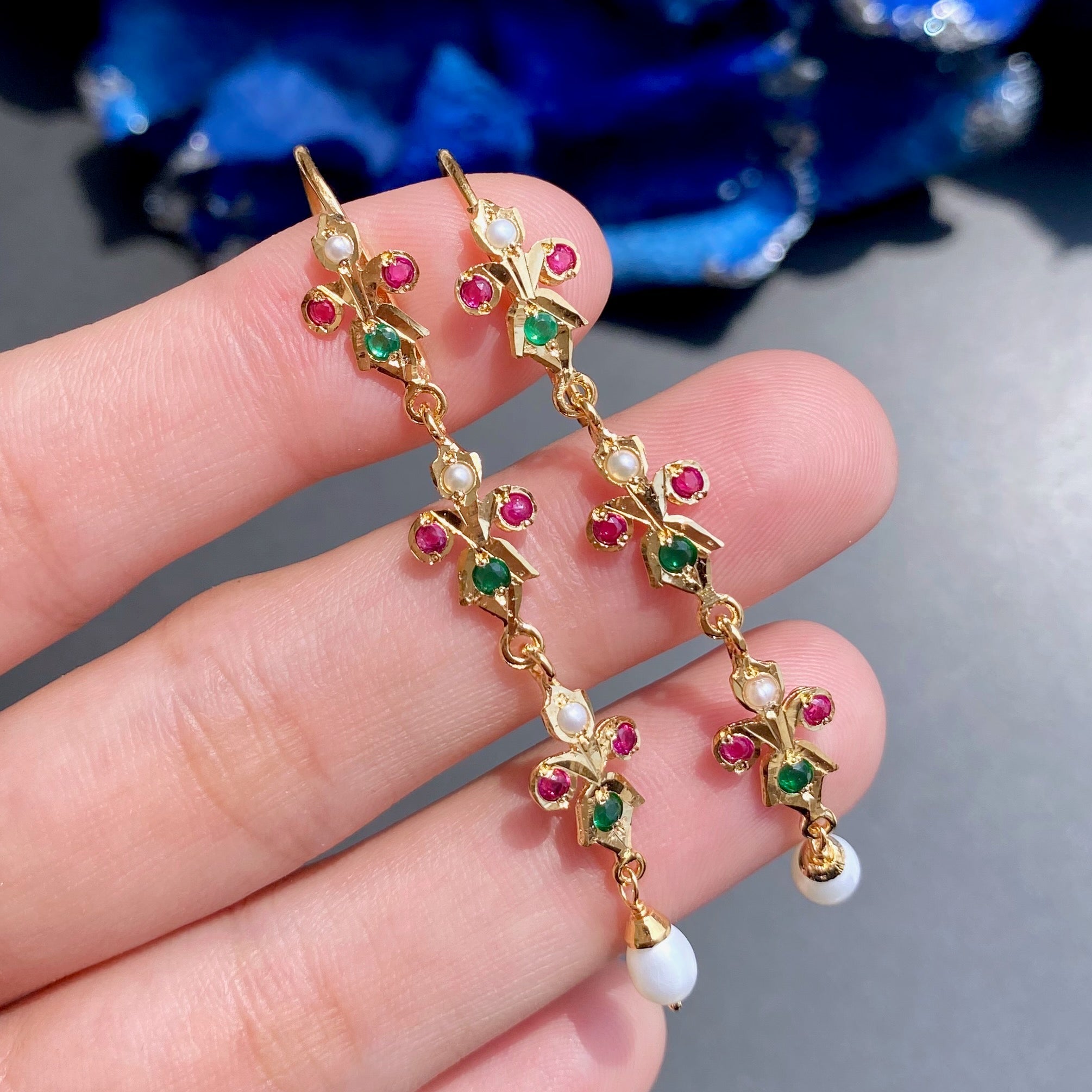 Cute Dangling Long Earrings For Girls Gold Plated on Silver ER 511