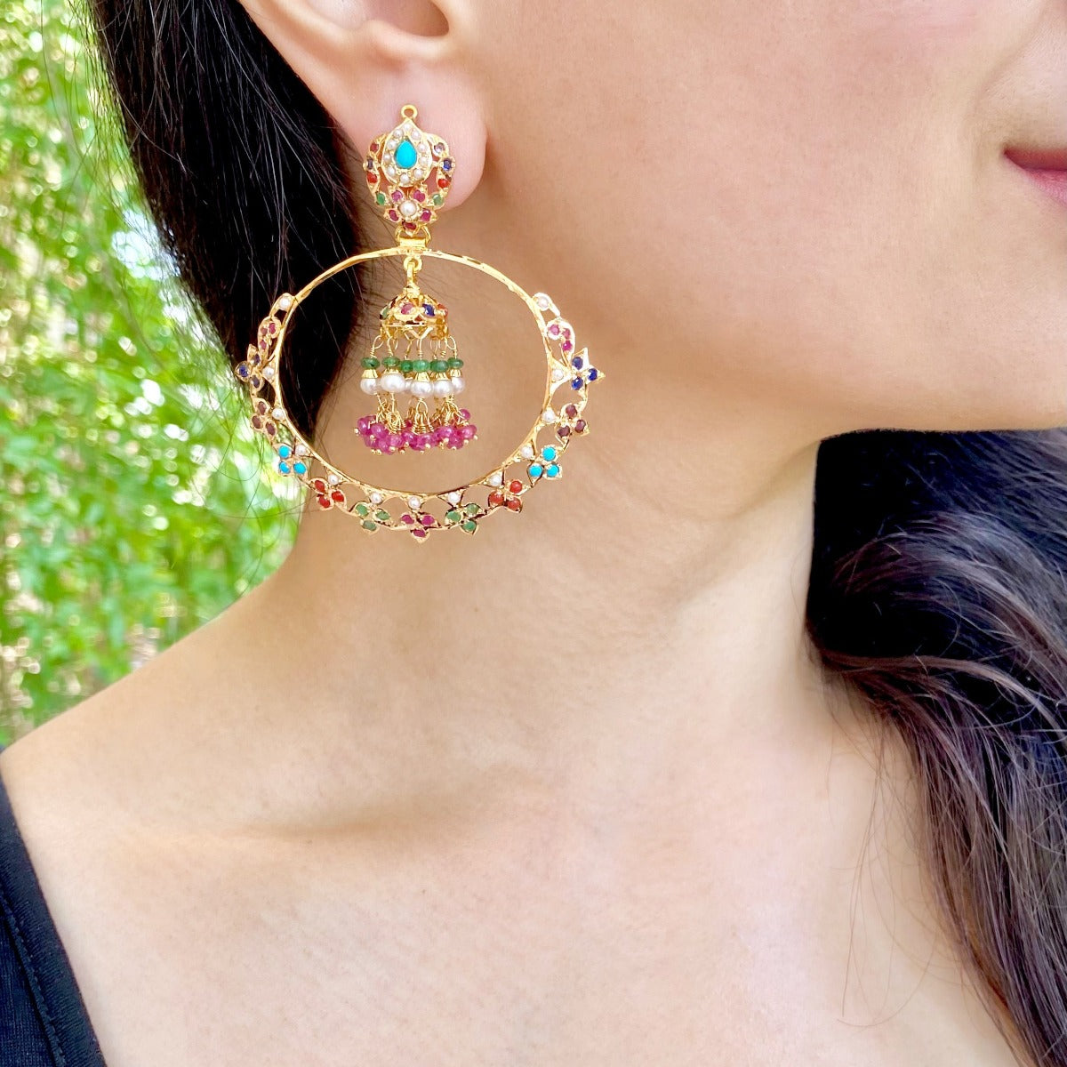 jhumka with chandbali gold