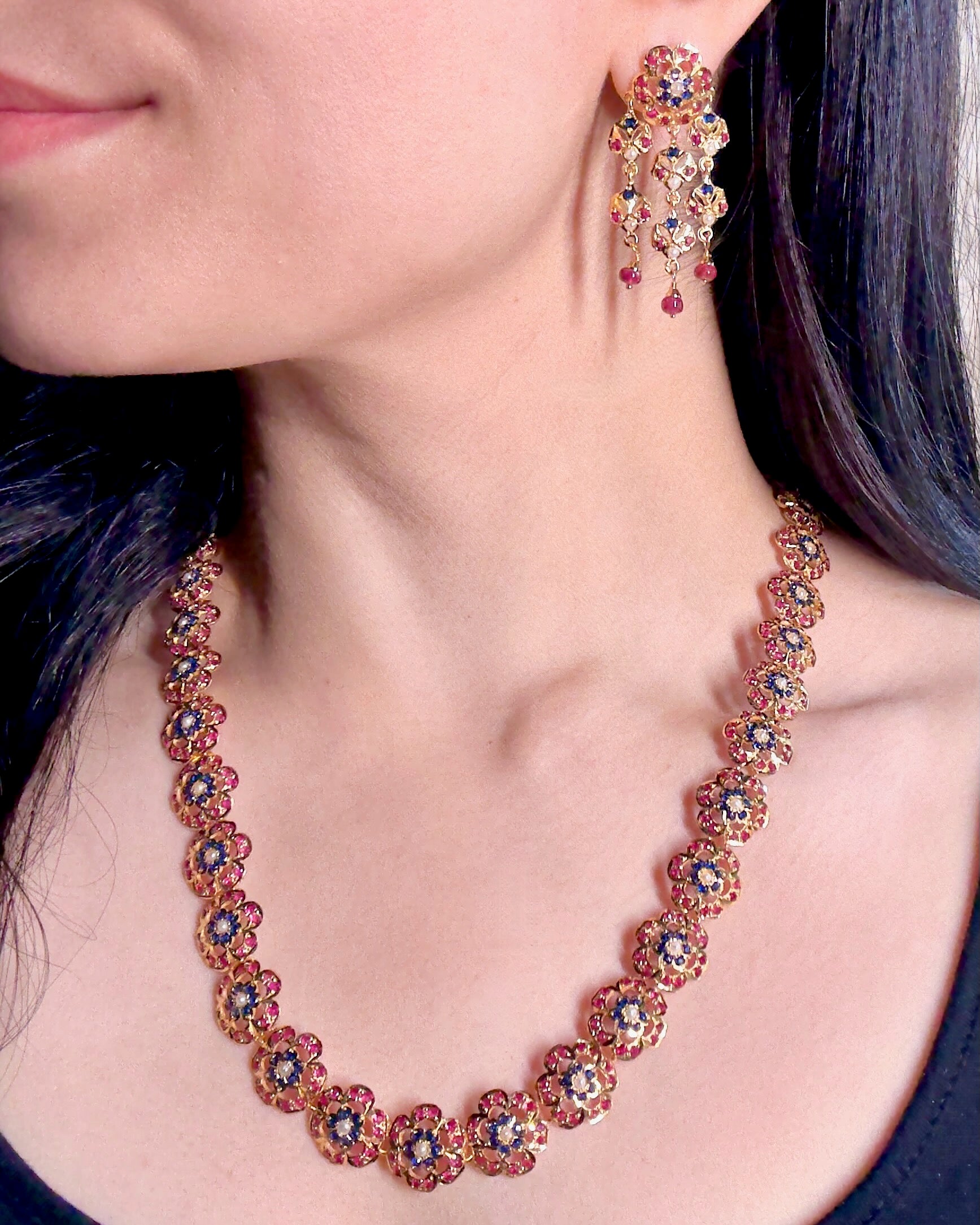 Traditional Arabian Style Necklace Set | Gold Plated on Silver | Fusion Jewelry NS 396