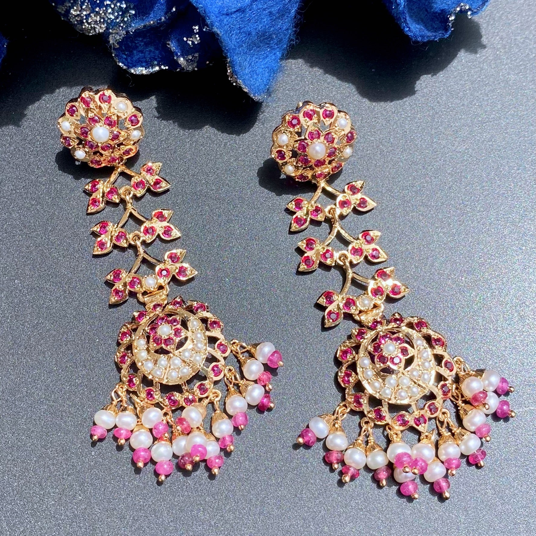 Party Wear Long Danglers | Gold Plated Silver | Ethnic Jadau Jewelry For Women