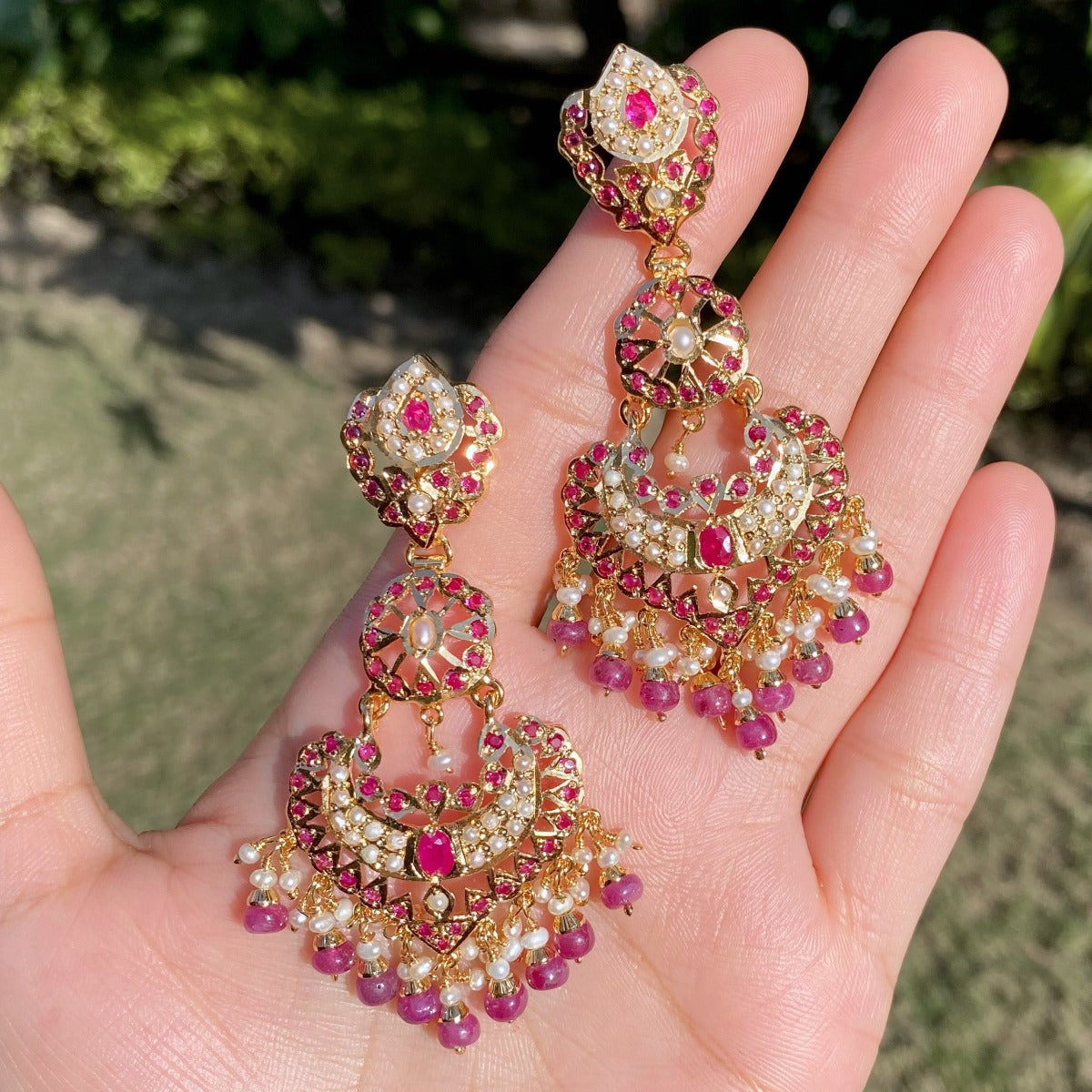 long ruby earrings design