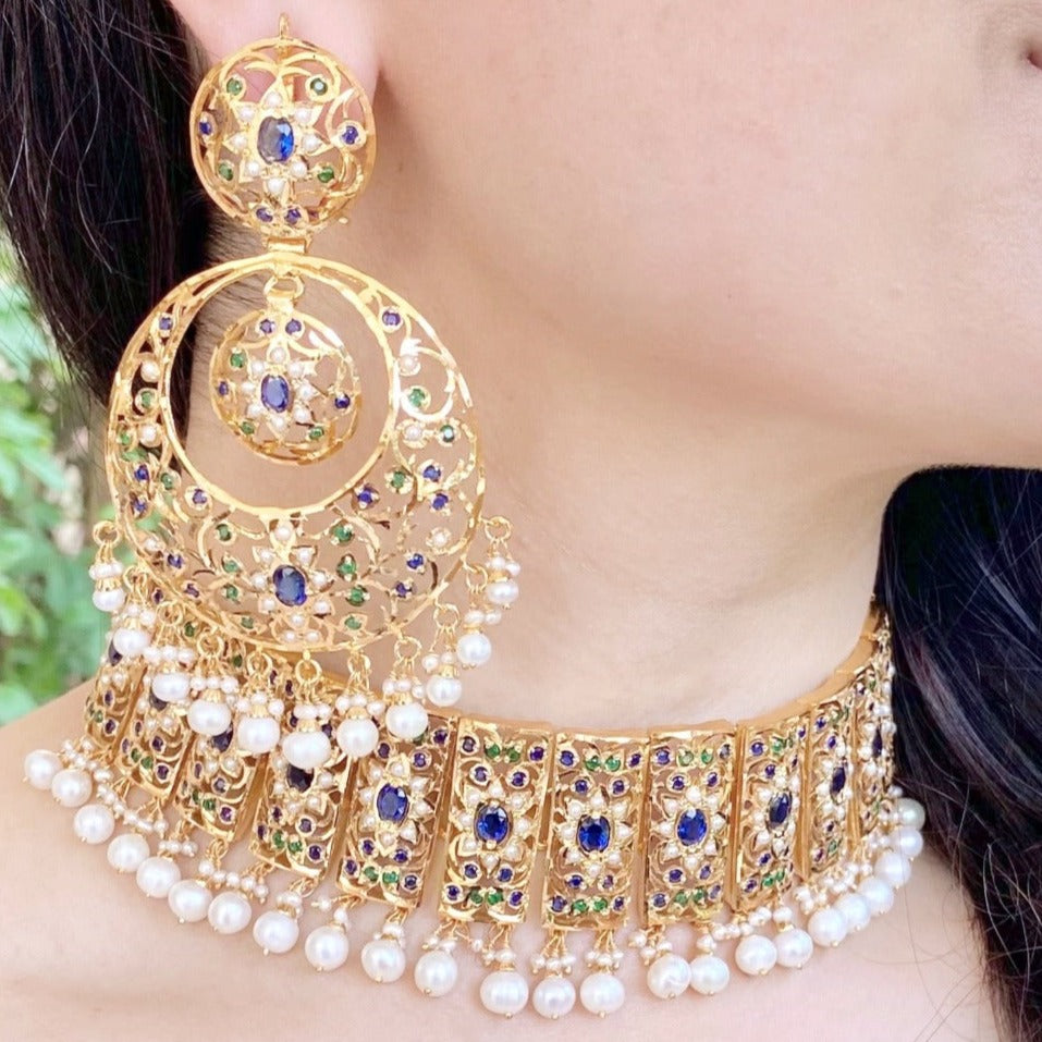 gold chandbali earrings for destination wedding abroad
