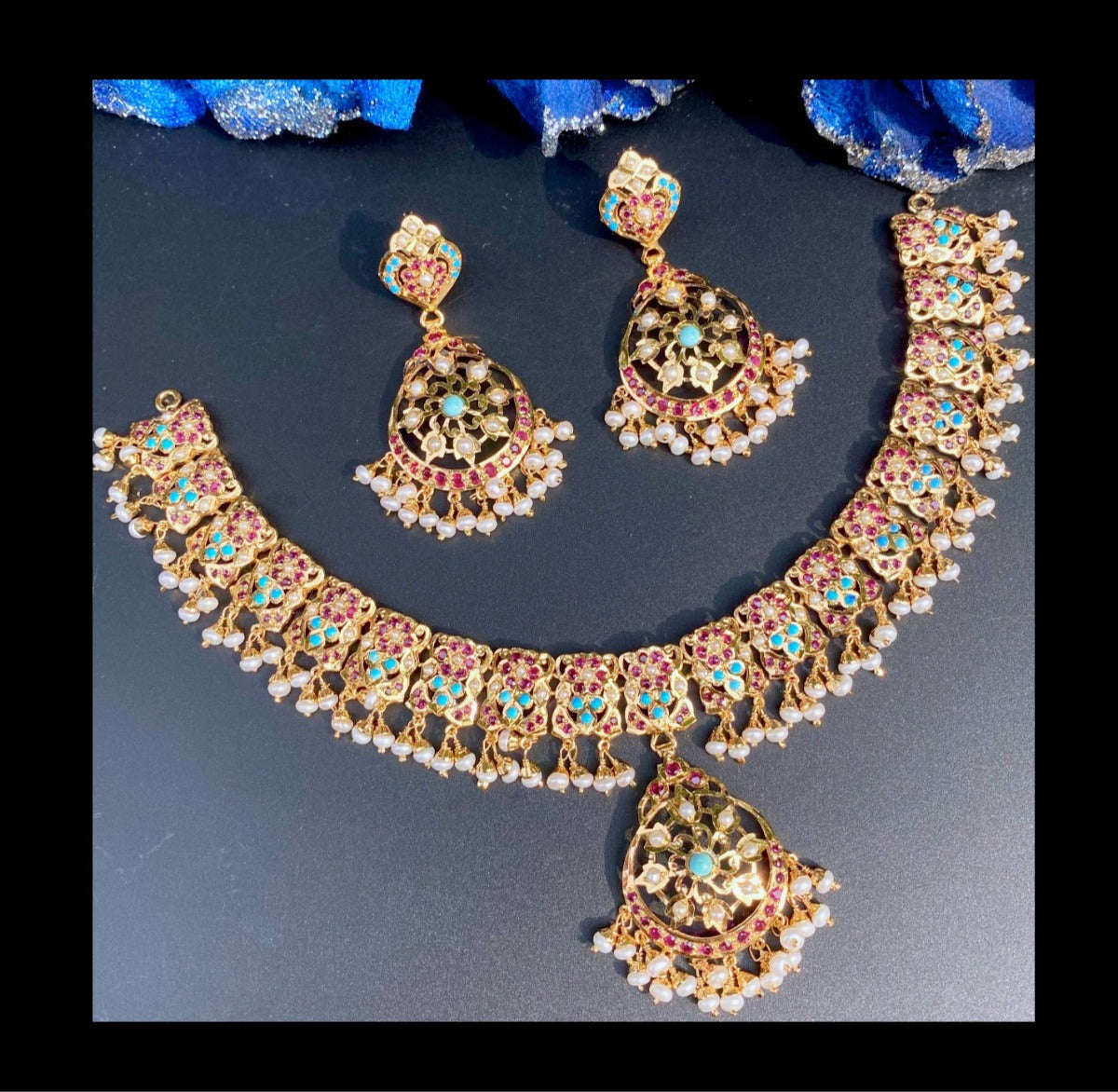 jadau necklace set with ruby pheroza