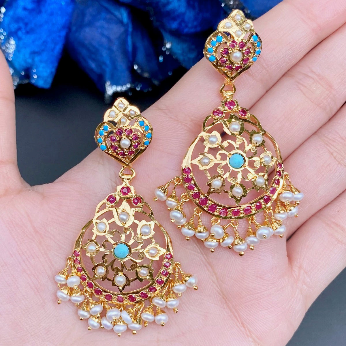 coral necklace set gold plated