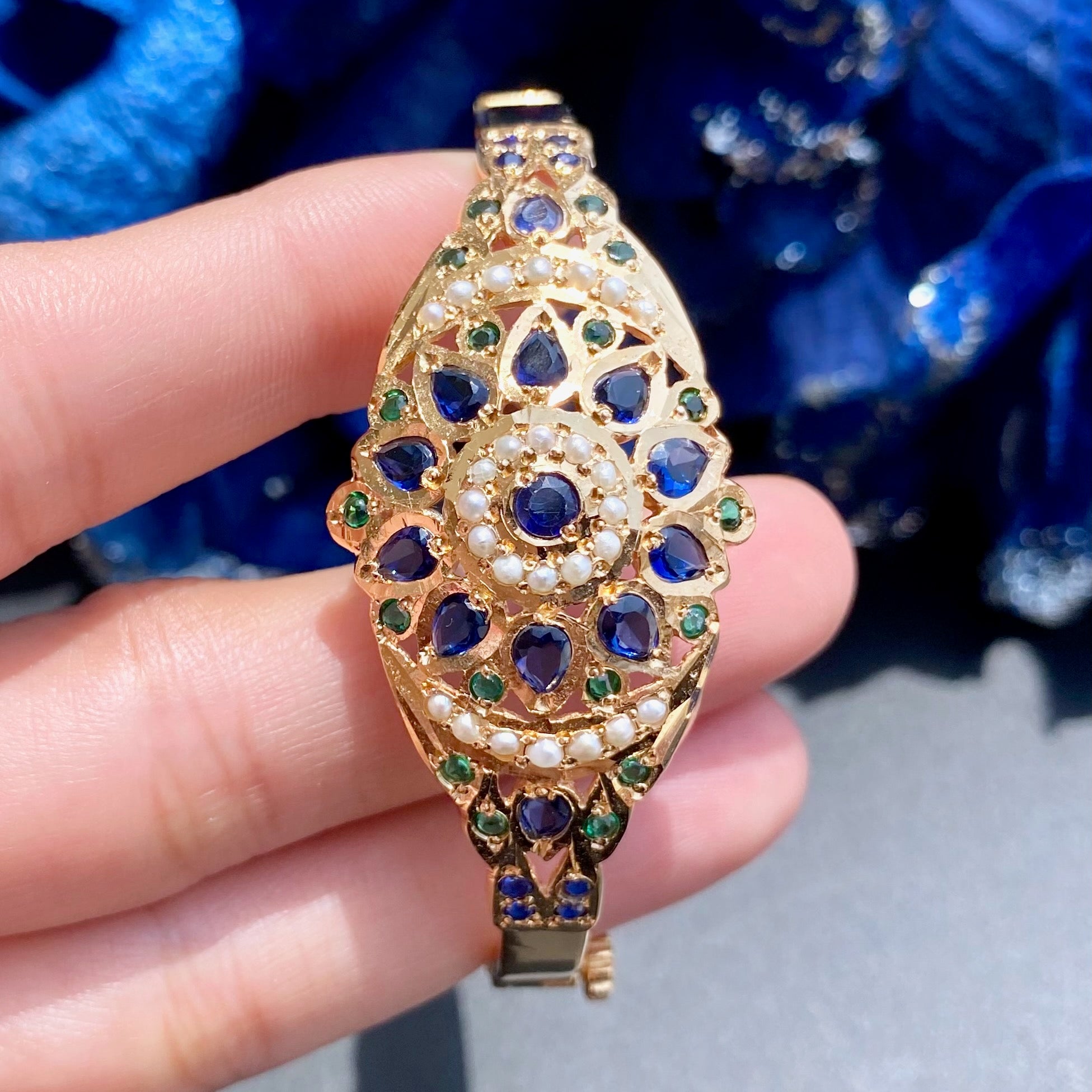 Modern Jadau Bracelet | Gold Plated on 925 Silver | Contemporary Party Wear Indian Jewelry