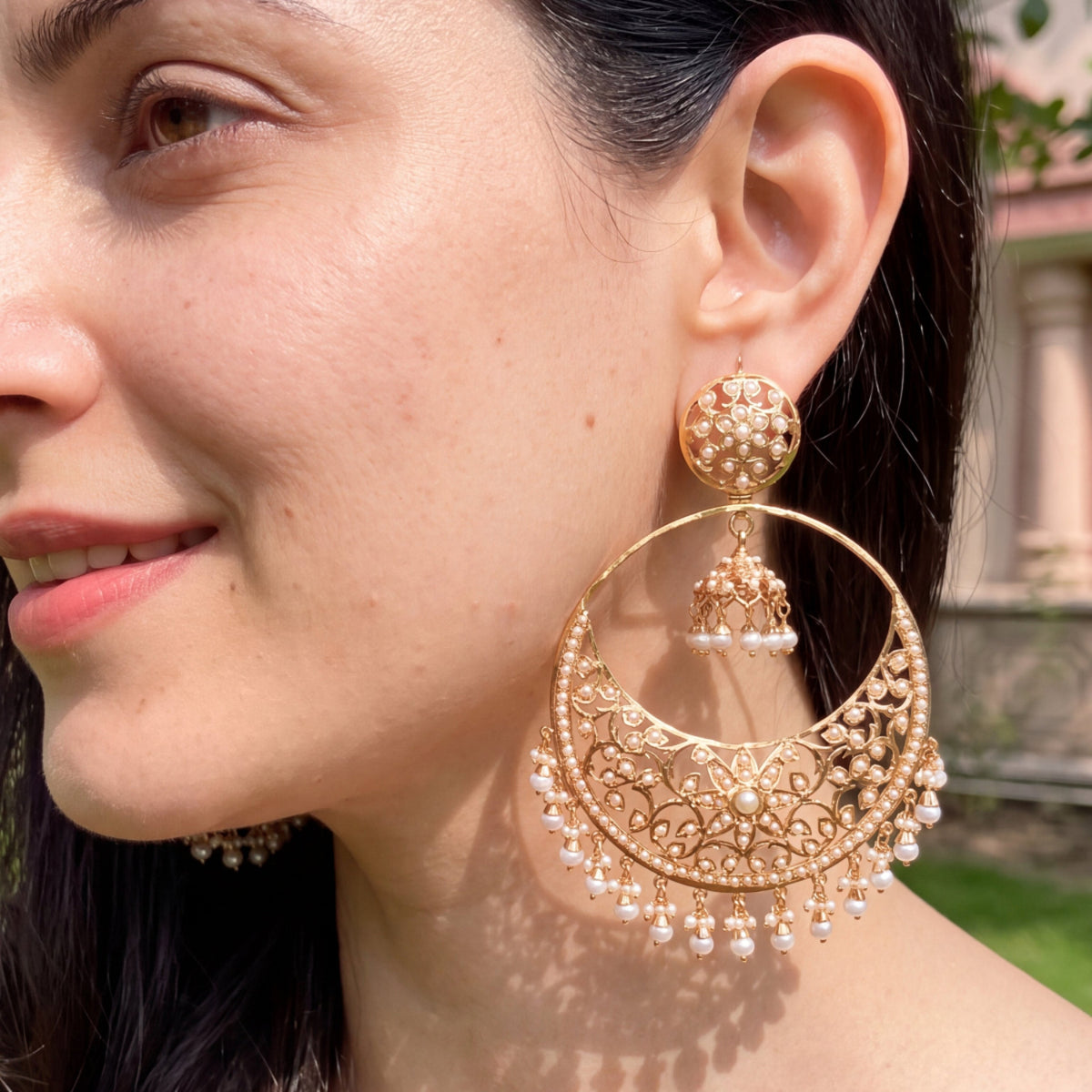 Magnificient Pearl Chandbal with Jhumki Inside | Gold Plated on 925 Silver ER 787