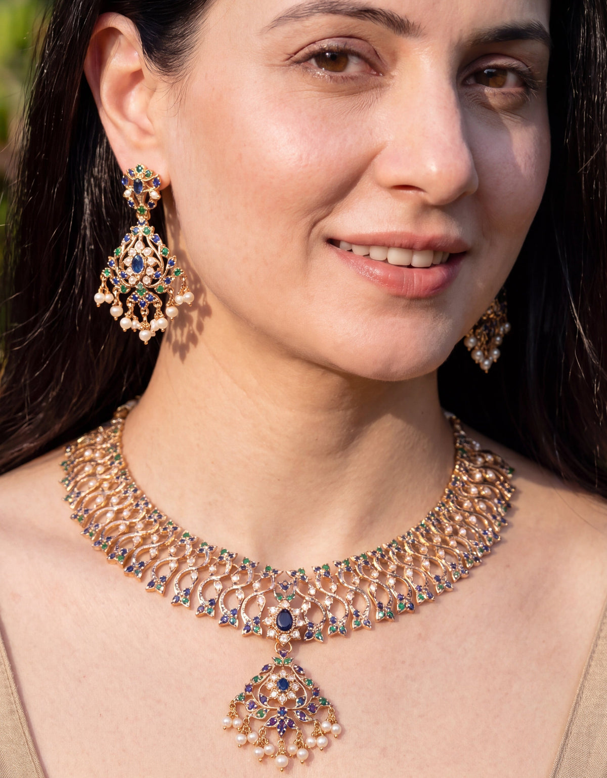 Exquisite Jadau Necklace Set in Unique Colors | NS 432