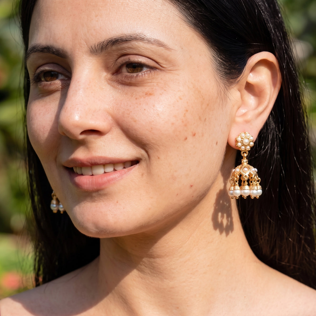 Dainty Pearl Jhumkis for Girls & Women | Gold Plated on Silver ER 817