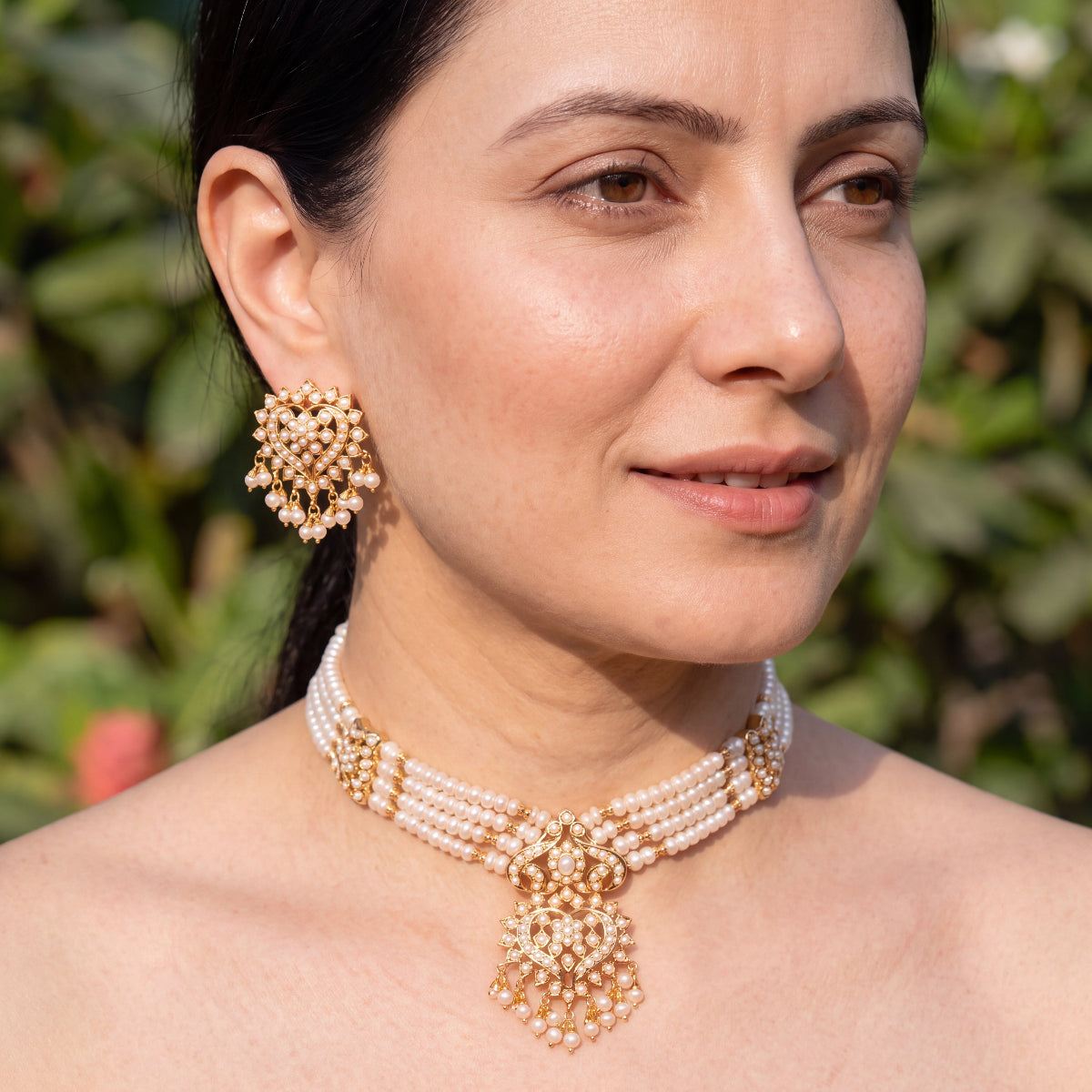 Heritage Pearl Choker Set | Real Freshwater Cultured Pearls | Silver NS 201
