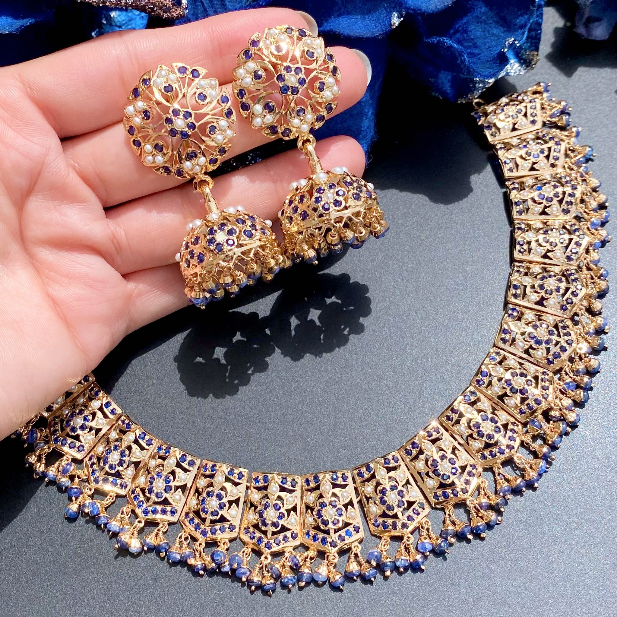 Timeless Jadau Necklace Set | Sober Indian Jewelry Online | Gold Plated on Silver