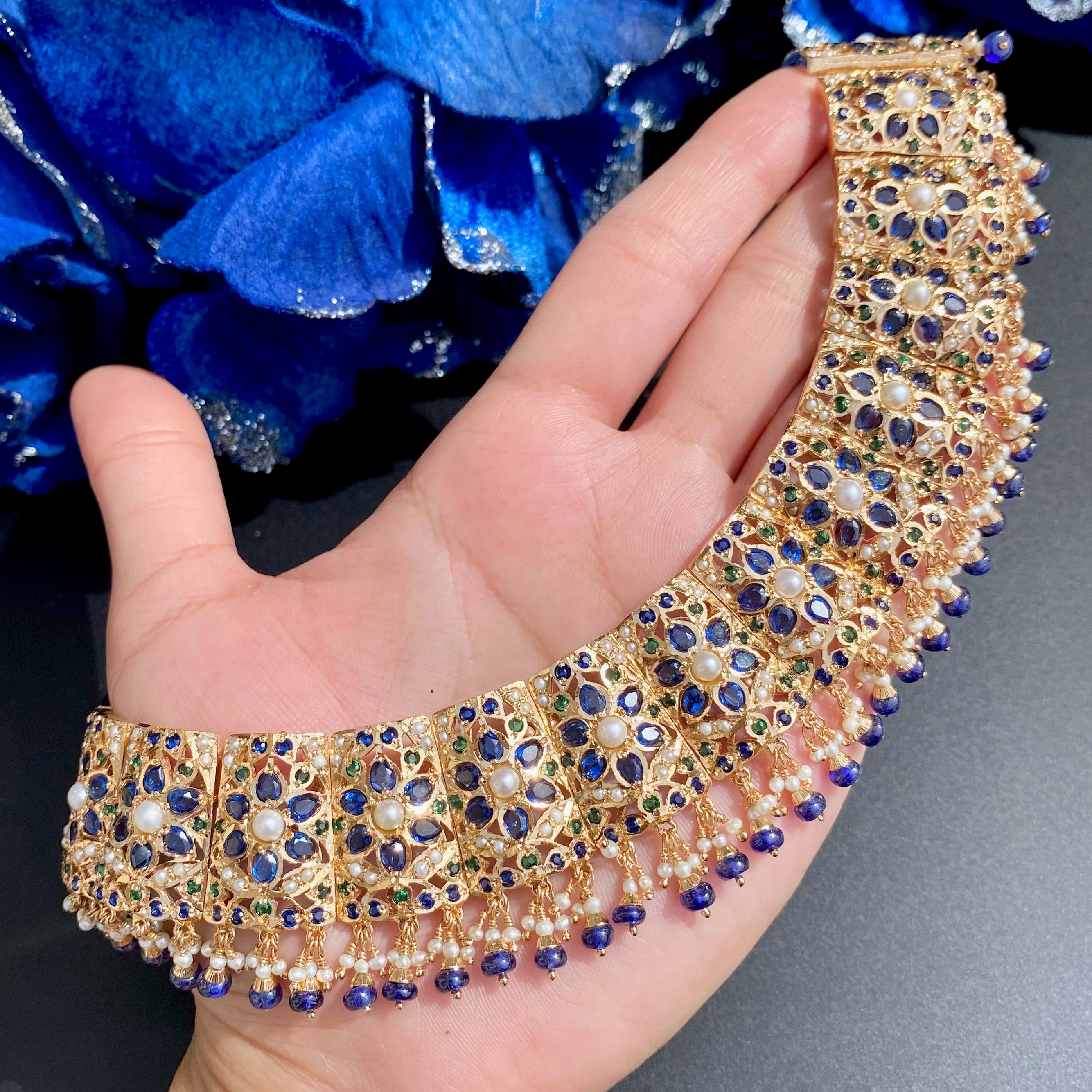 Alluring Jadau Necklace with Jhumka Earrings | Gold Plated on Silver NS 400