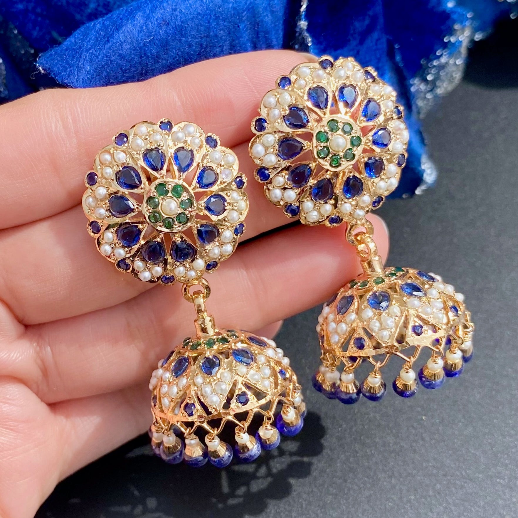 Alluring Jadau Necklace with Jhumka Earrings | Gold Plated on Silver NS 400