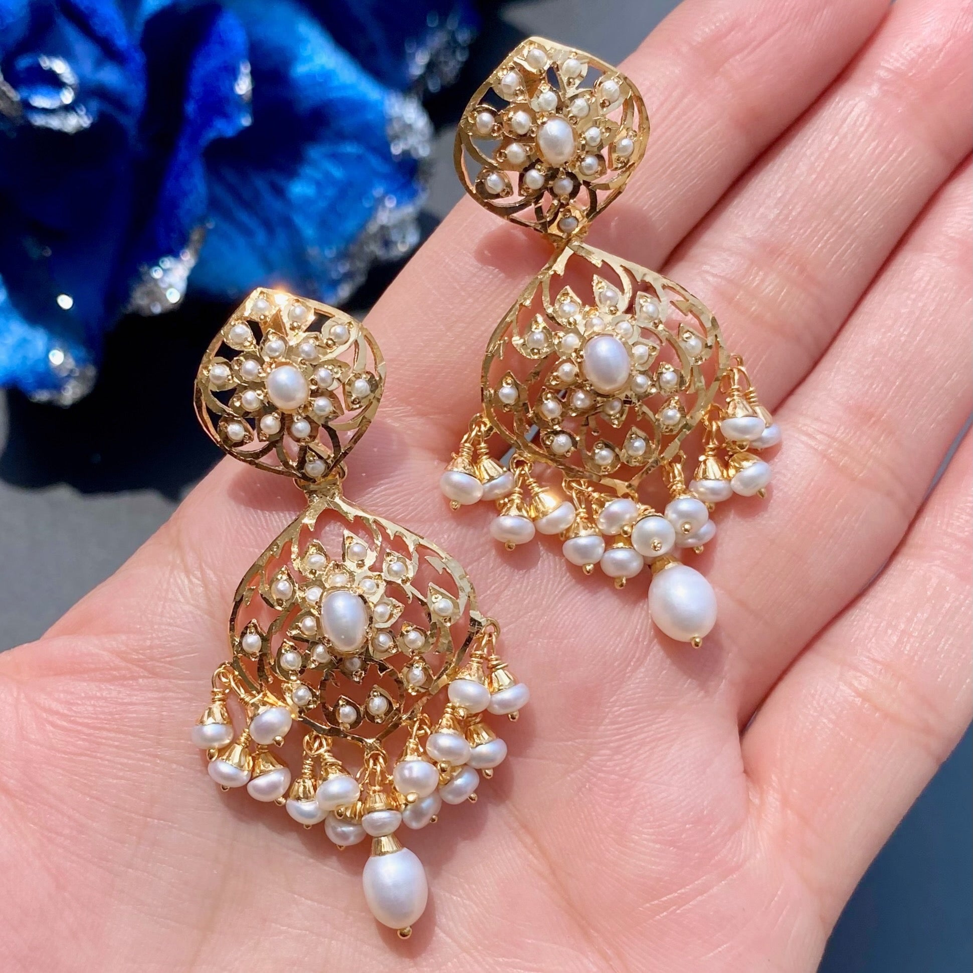 Sober & Delicate Pearl Haar Set | Freshwater Pearls on Sterling Silver | Gold Plated NS 386