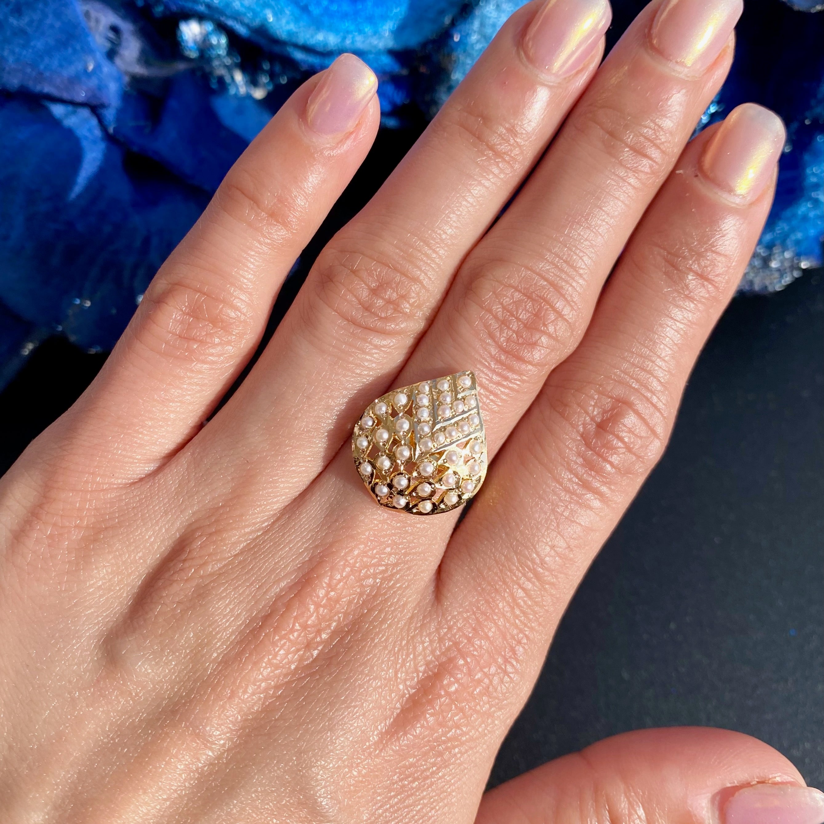 small jadau pearl ring 22k gold