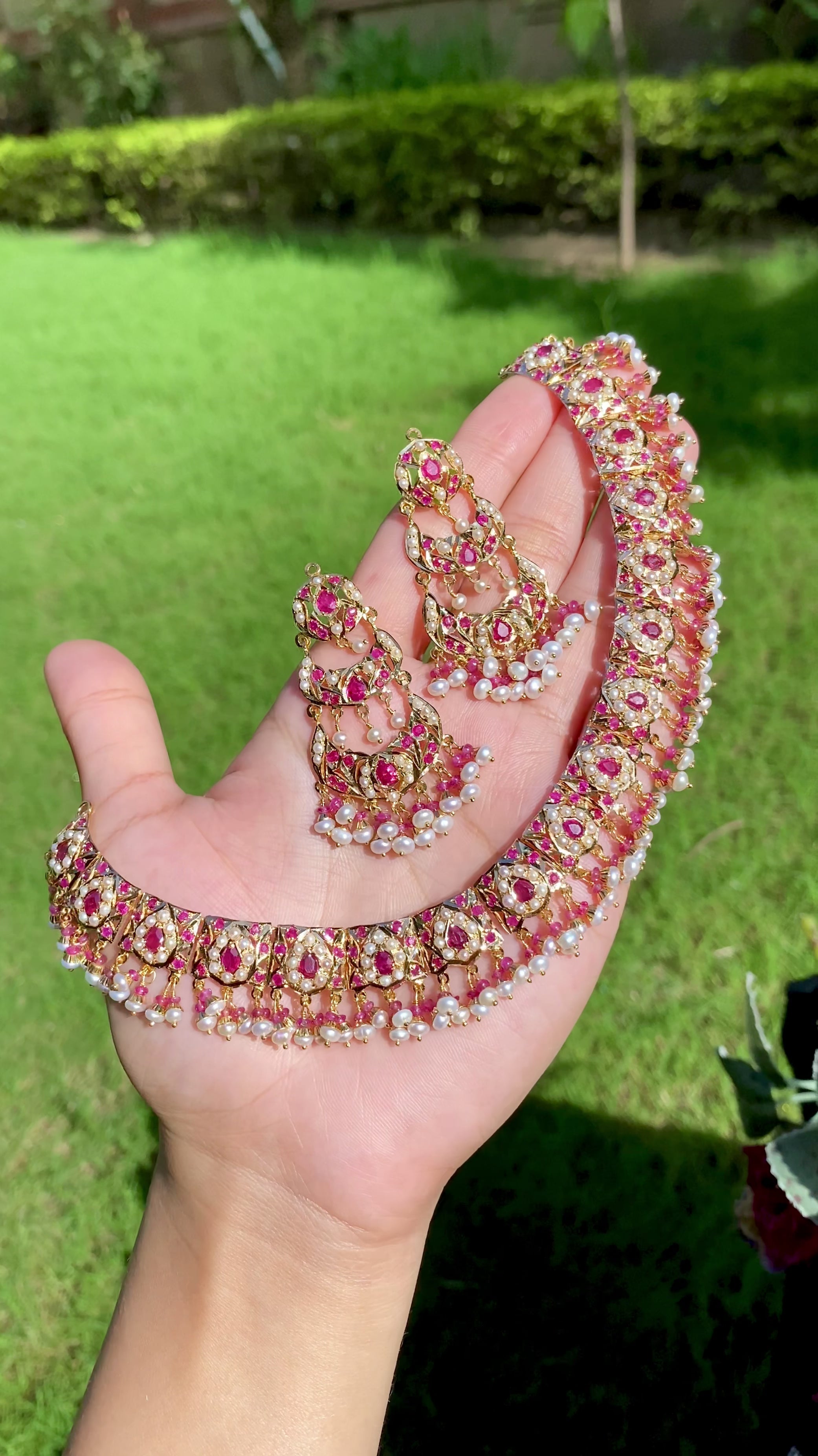ruby necklace set in 22k gold