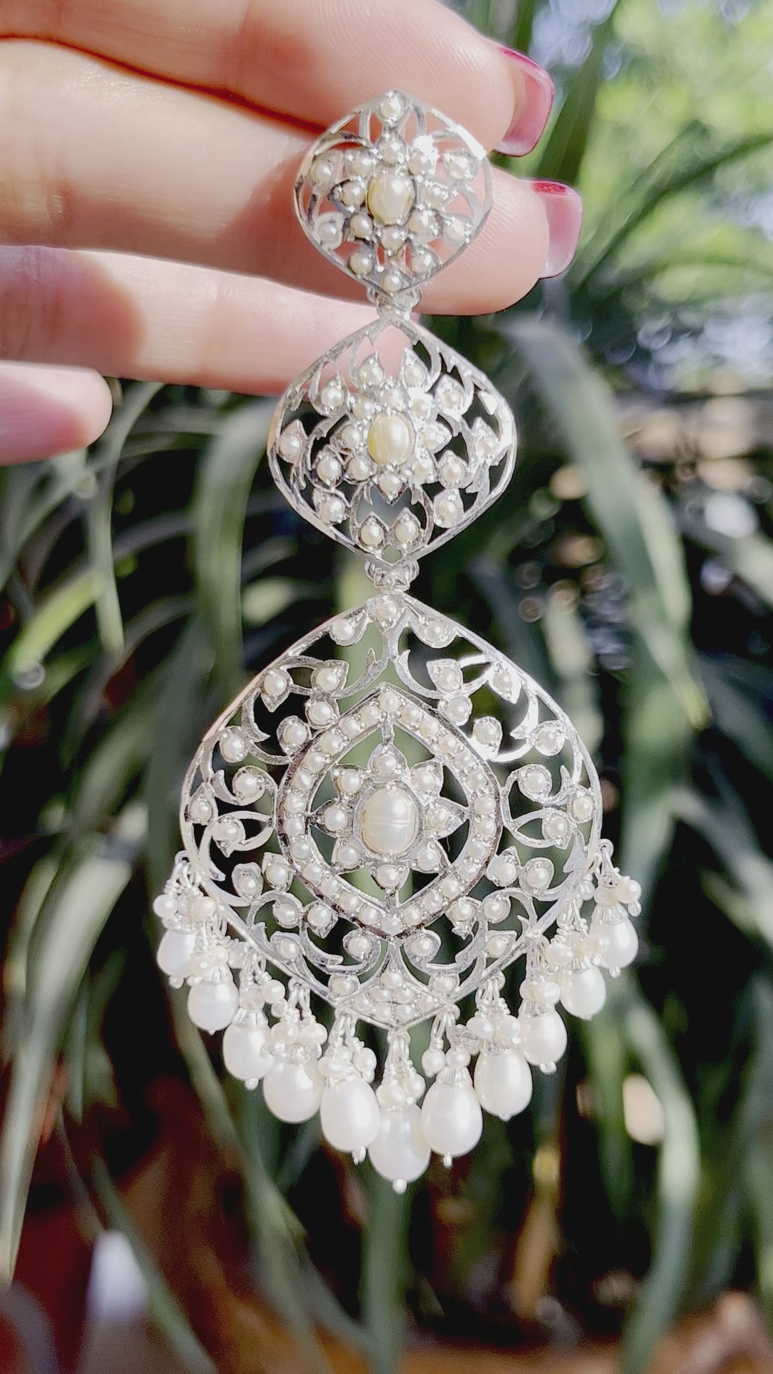 silver earrings with real pearls