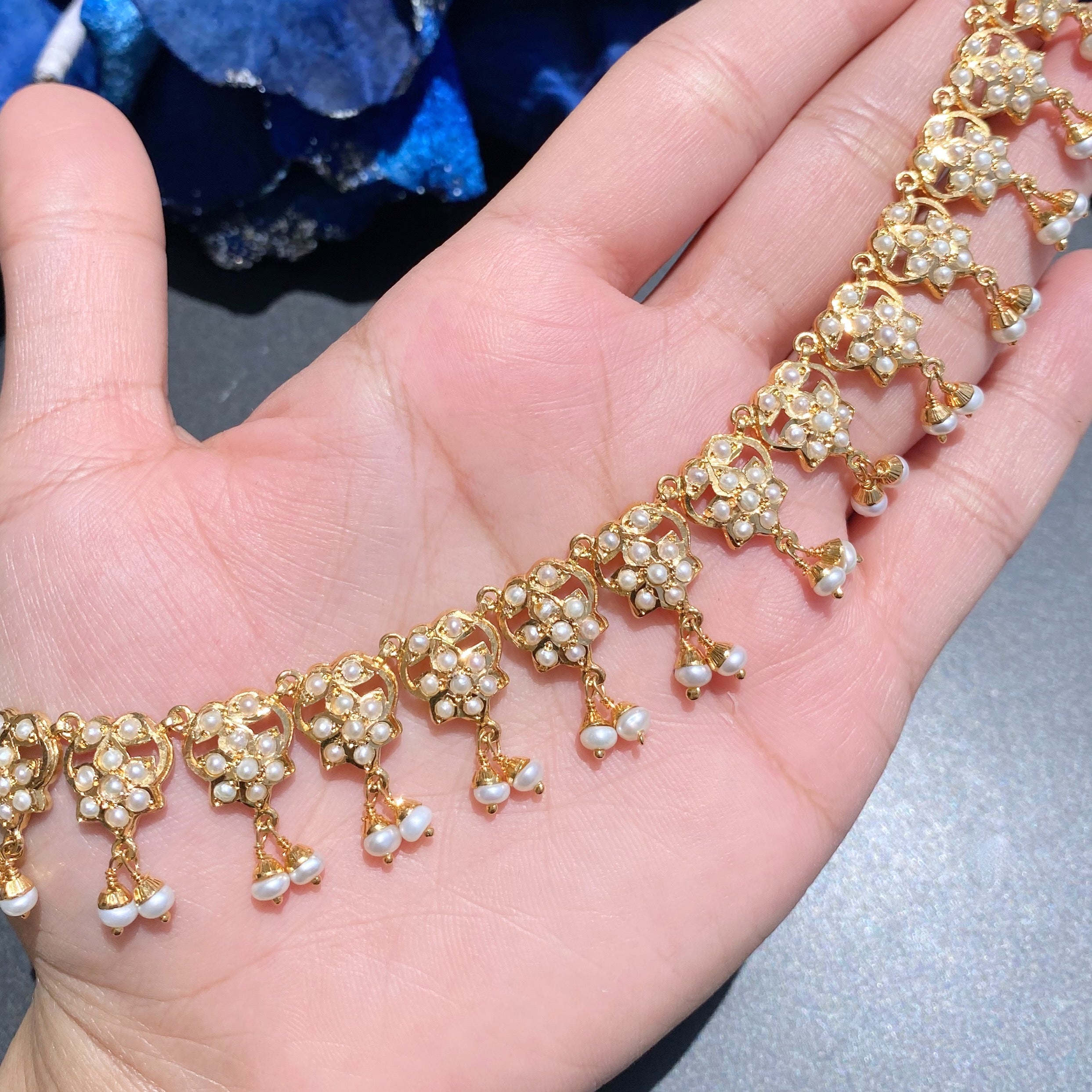 Delicate Necklace with Statement Chandbali Earrings | Traditional Indian Jewelry on Gold Plated Silver NS 447