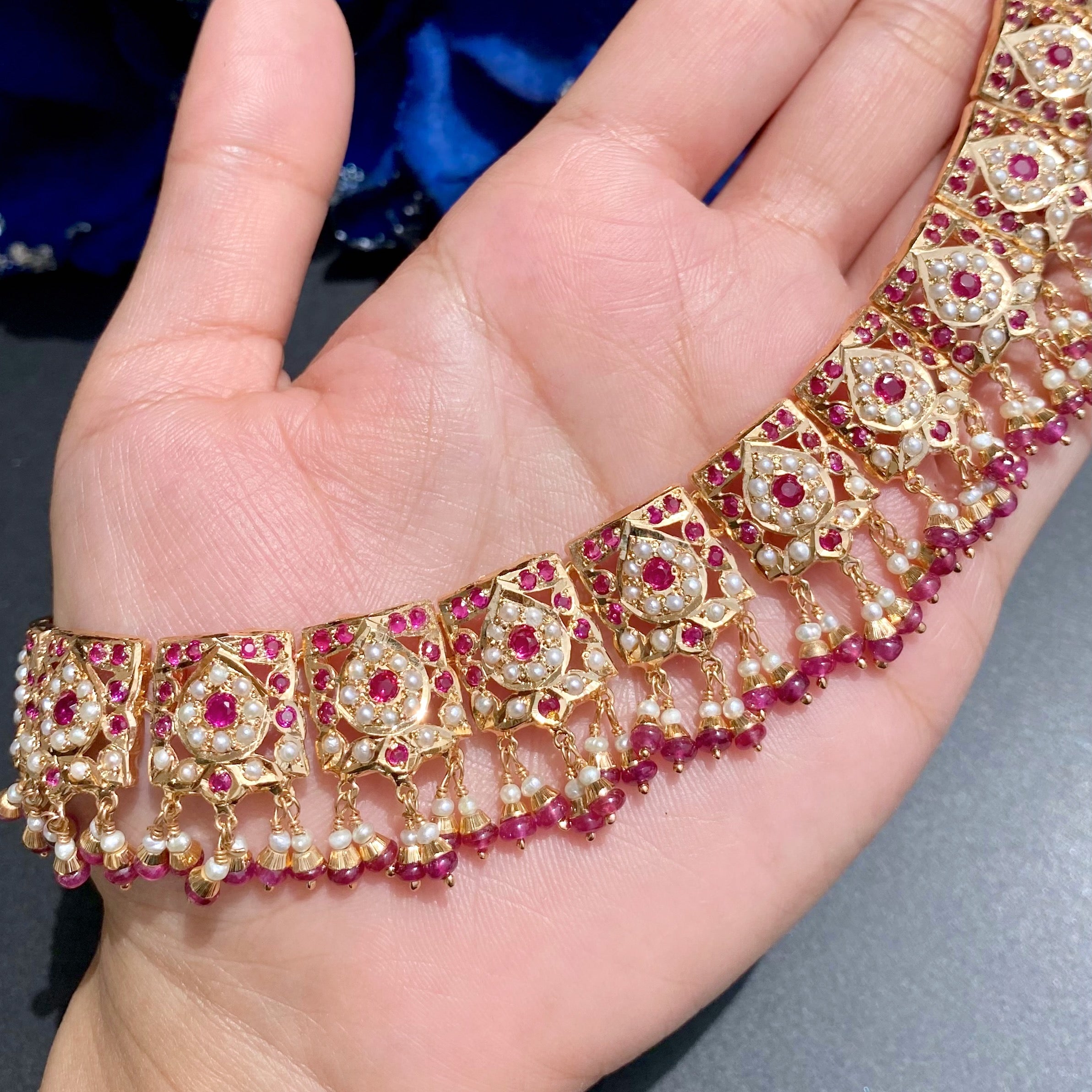 Sophisticated Jadau Necklace with Jhumka Earrings | Gold Plated on Silver