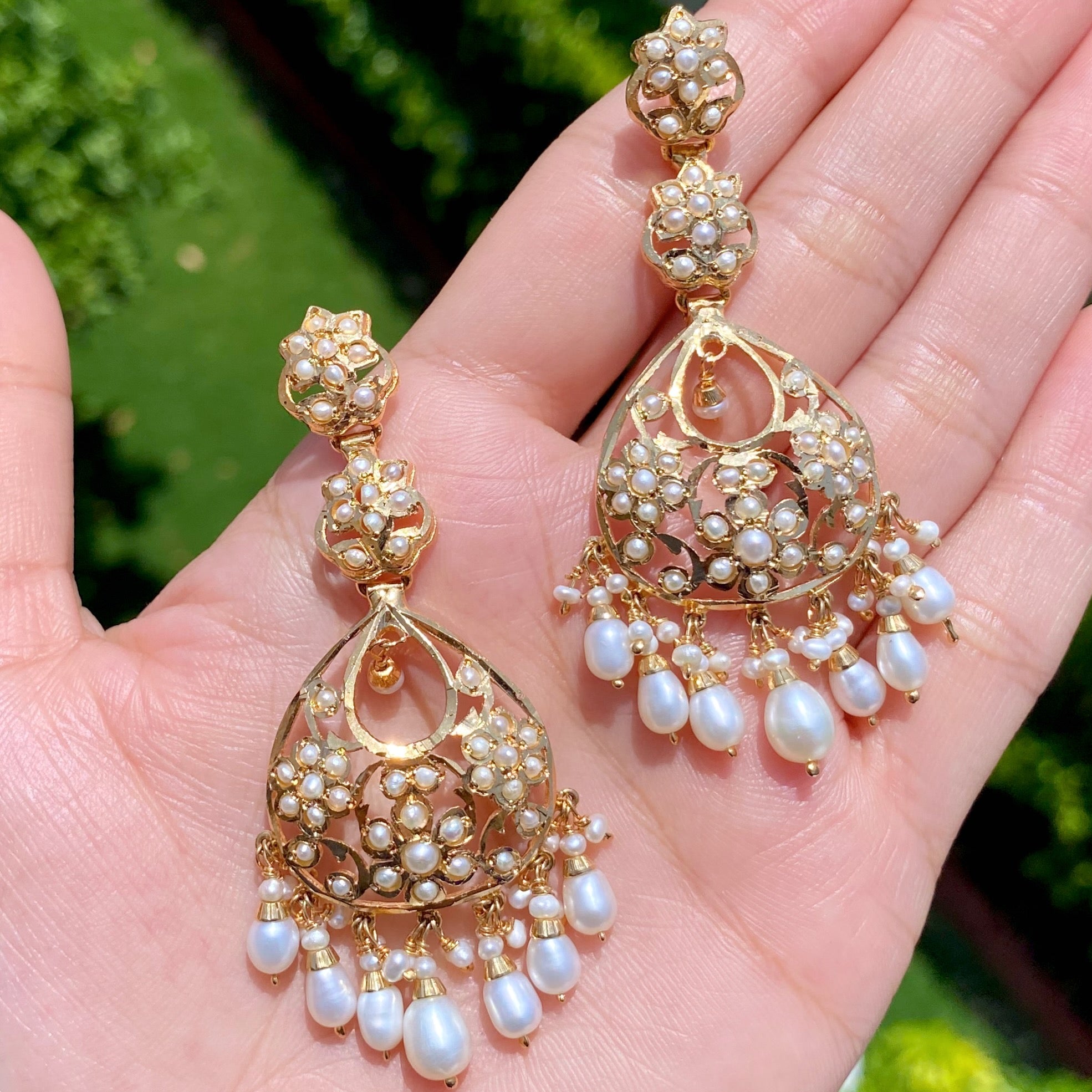 Long Earrings with Freshwater Pearls | Gold Plated on Silver ER 558