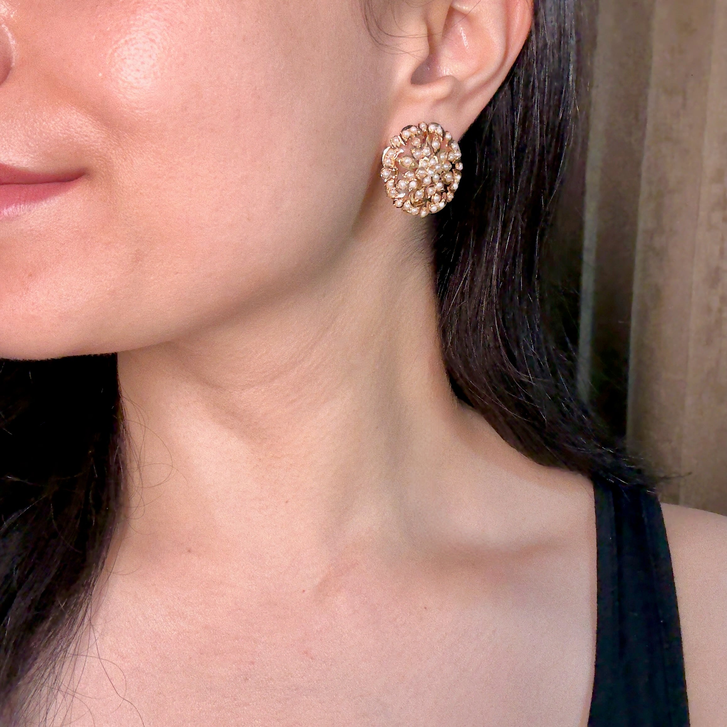 Sober and Sophisticated Pearl Stud Earrings | Gold Plated Silver | Classic Amritsari Jadau Art