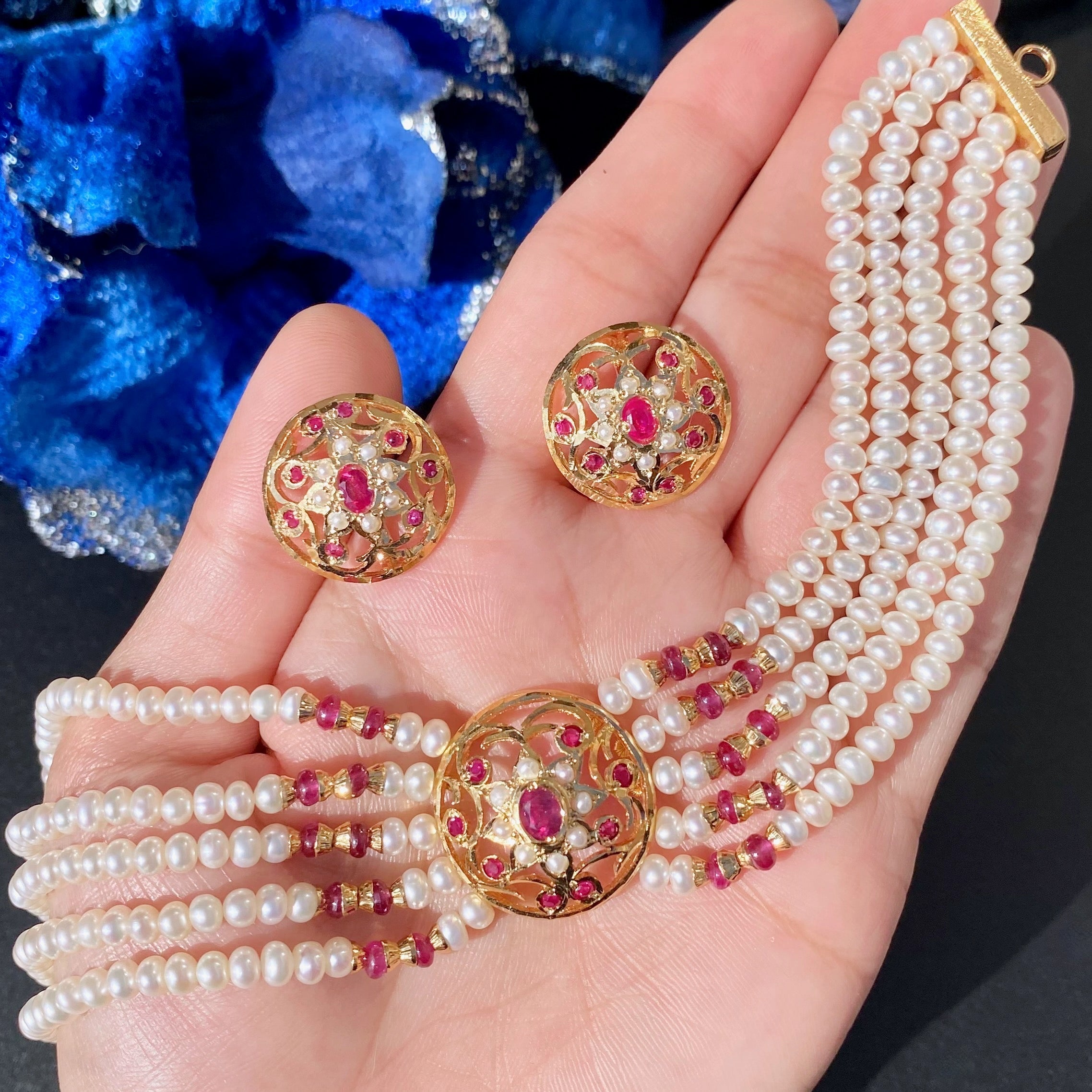 delicate ruby choker gold plated