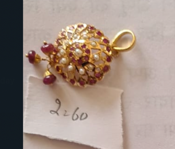 ruby pearl pendant in 22k gold gp 017