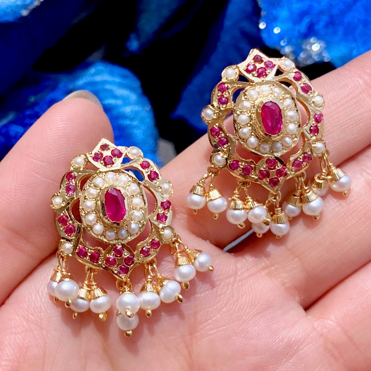 Choker Set For Women | Gold Plated on Silver | Ruby Pearl Combination NS 381