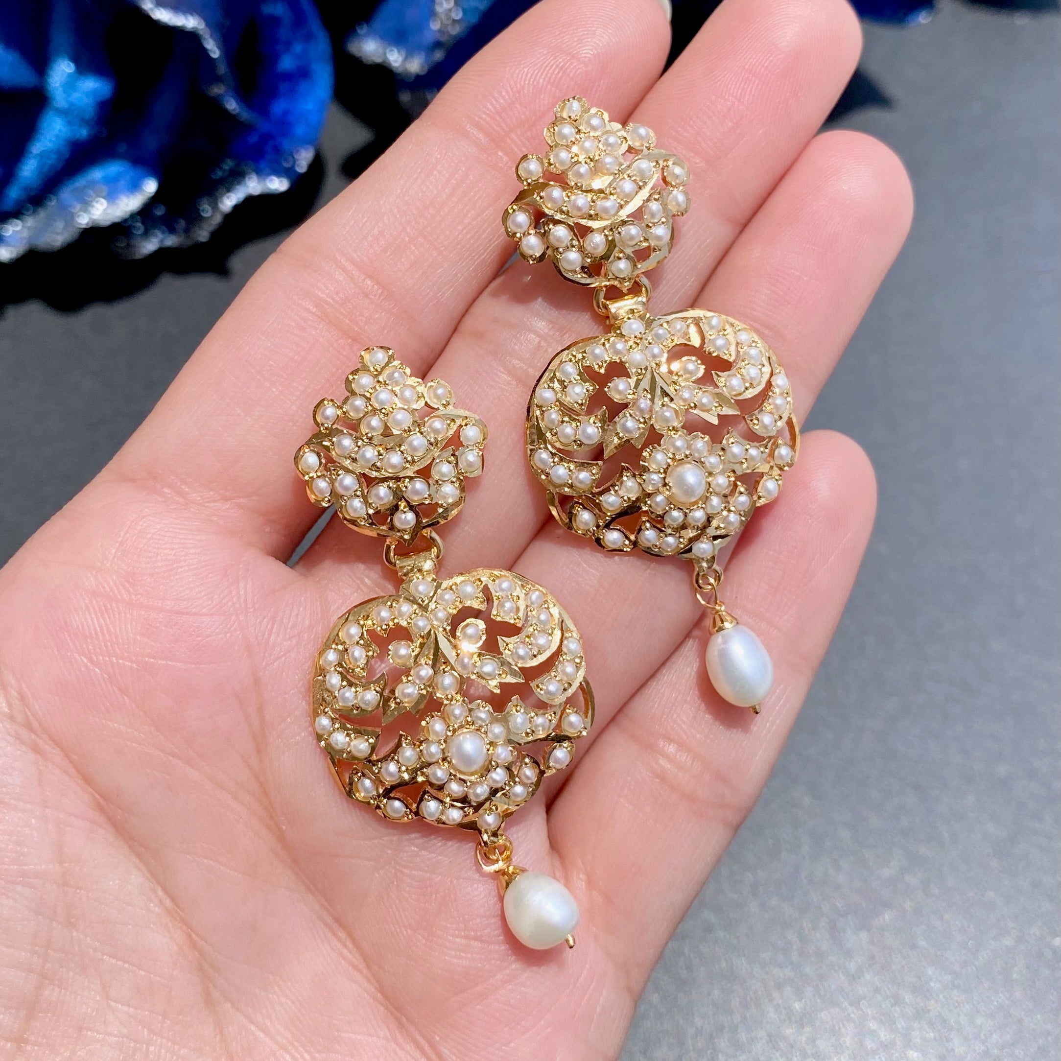 Pearl Necklace Set | Antique Design | Gold Plated on Silver NS 395