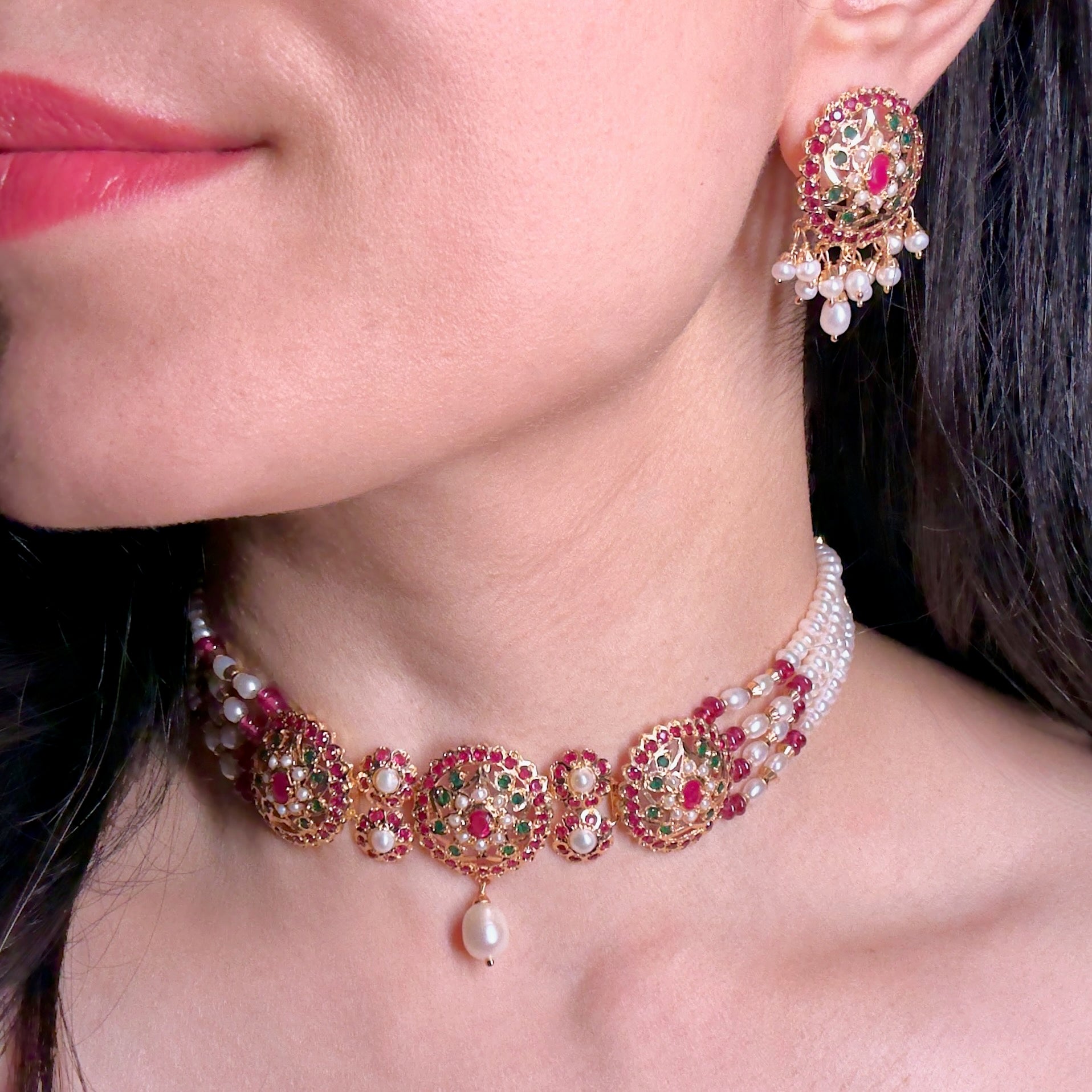 Simple & Sophisticated Choker Set | Gold Plated on Silver NS 380