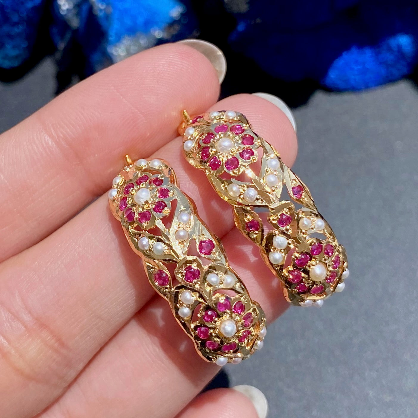 Ethnic Indian Hoop Earrings | 925 Silver with Gold Plating ER 564