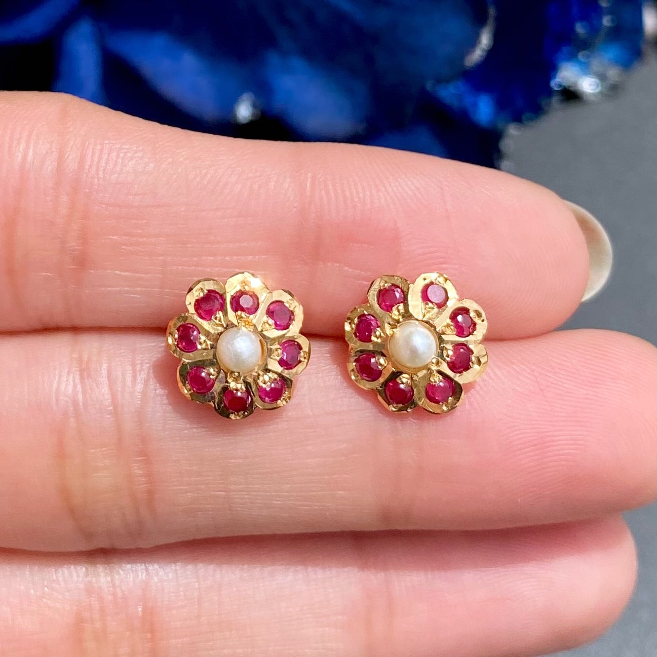 Cute Floral Tops | Dainty Earrings for Girls | Gold Plated Indian Jewelry on Silver ER 576