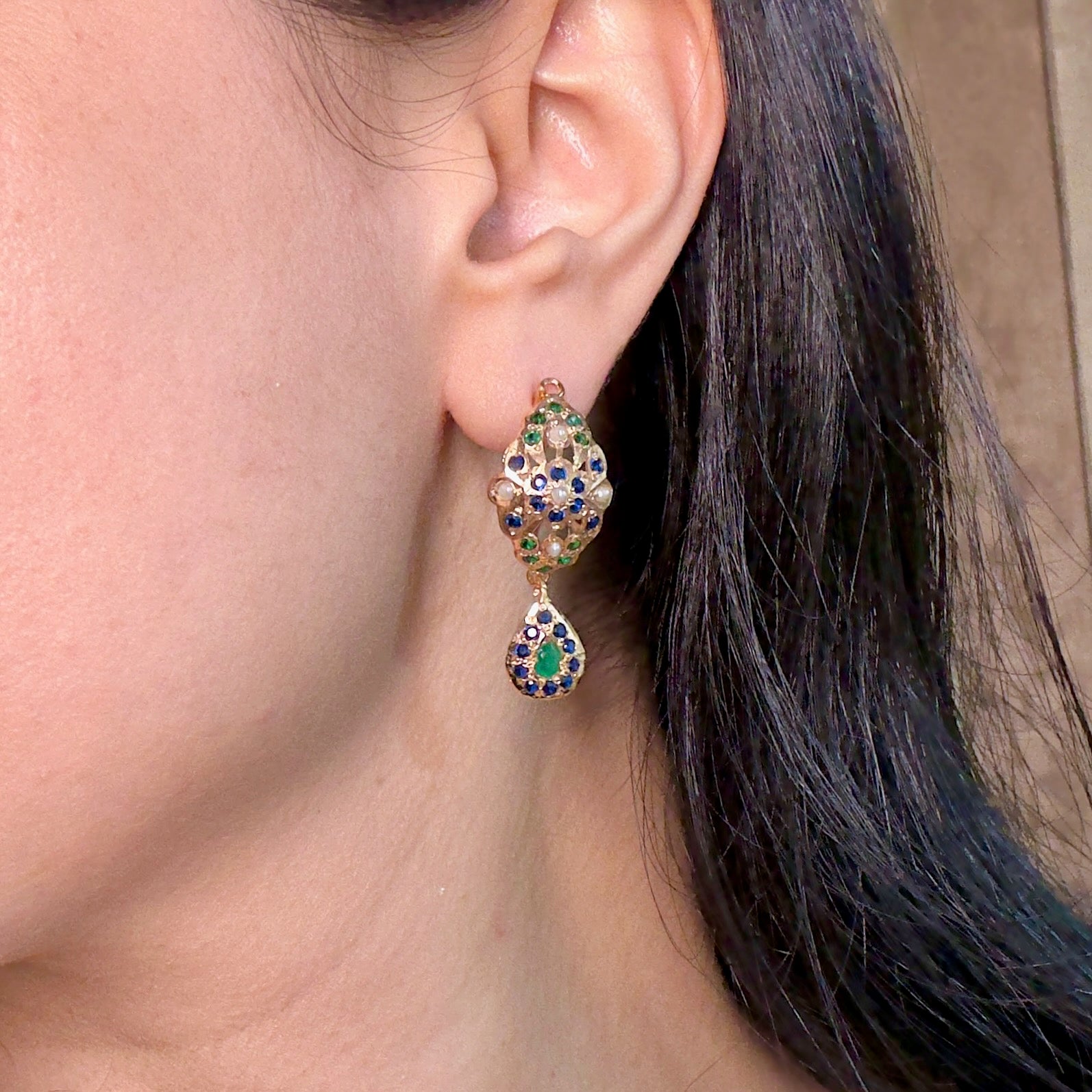 Cute Jadau Earrings For Girls | Gold Plated on Silver | Dainty Design