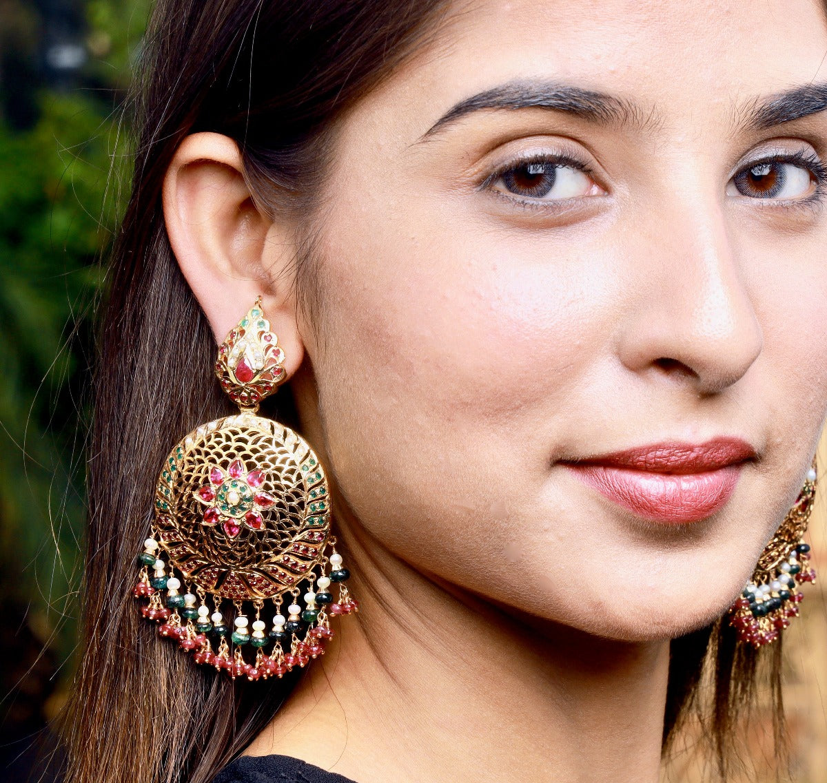 multicoloured jadau earrings