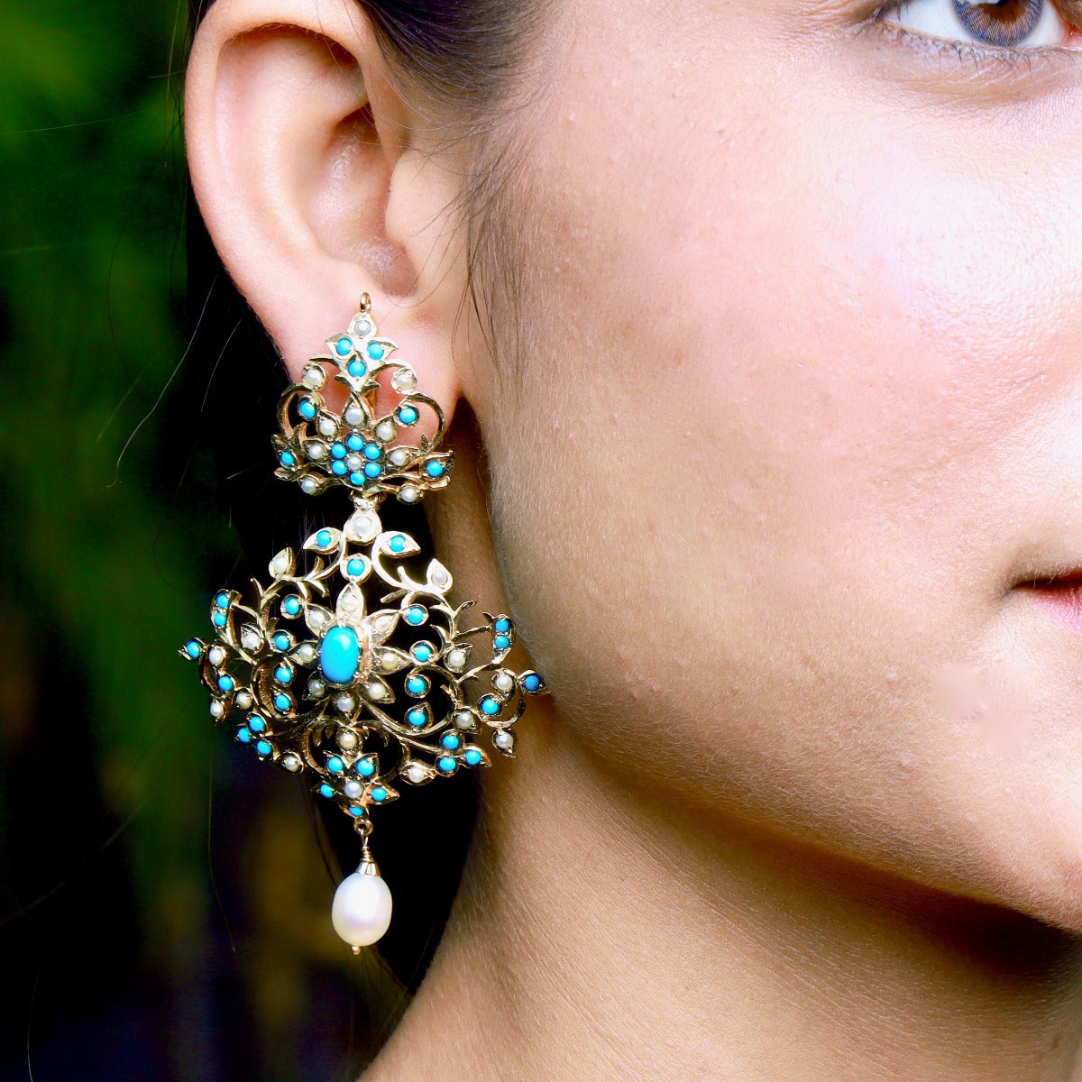 antique design firoza earrings
