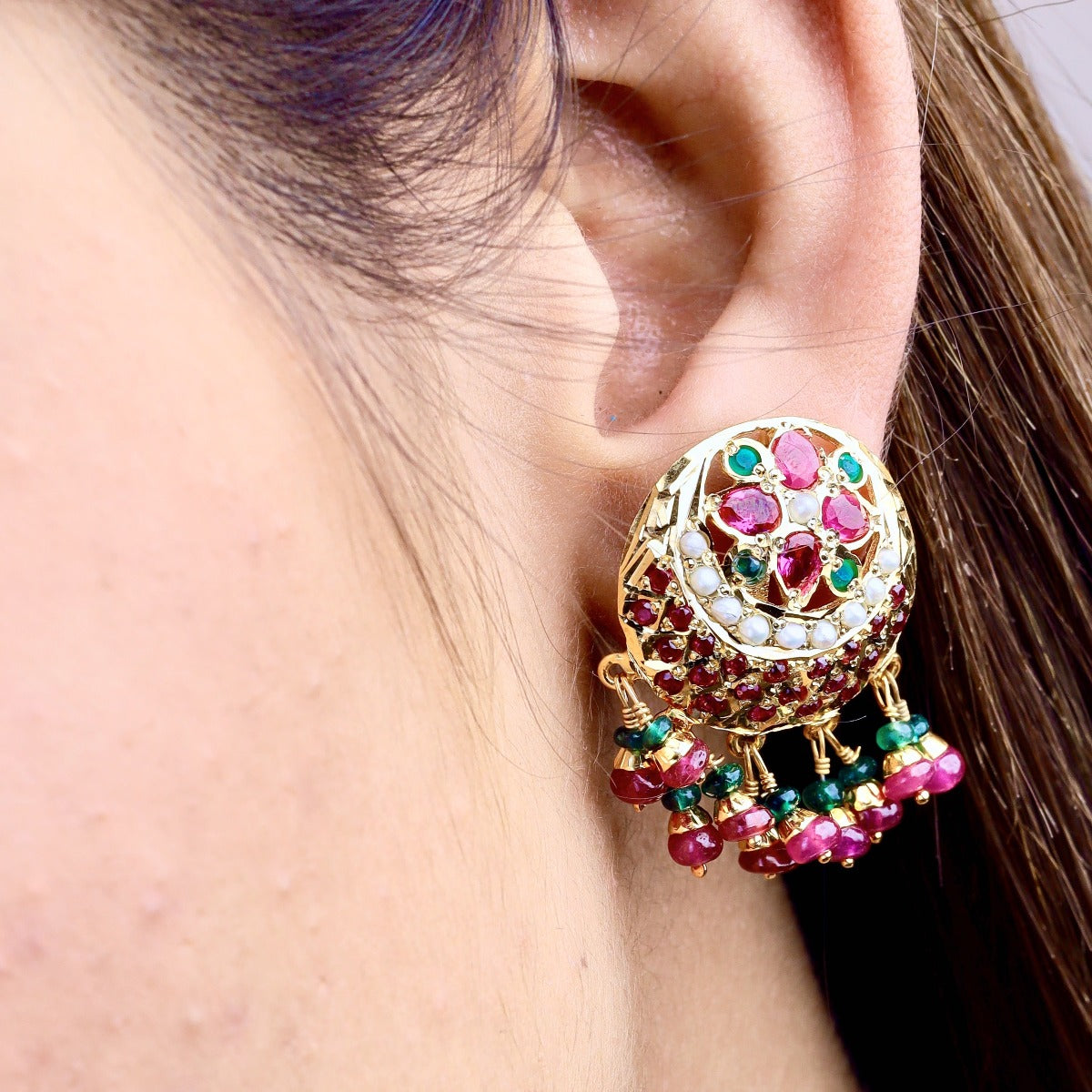 ruby emerald choker gold plated on silver