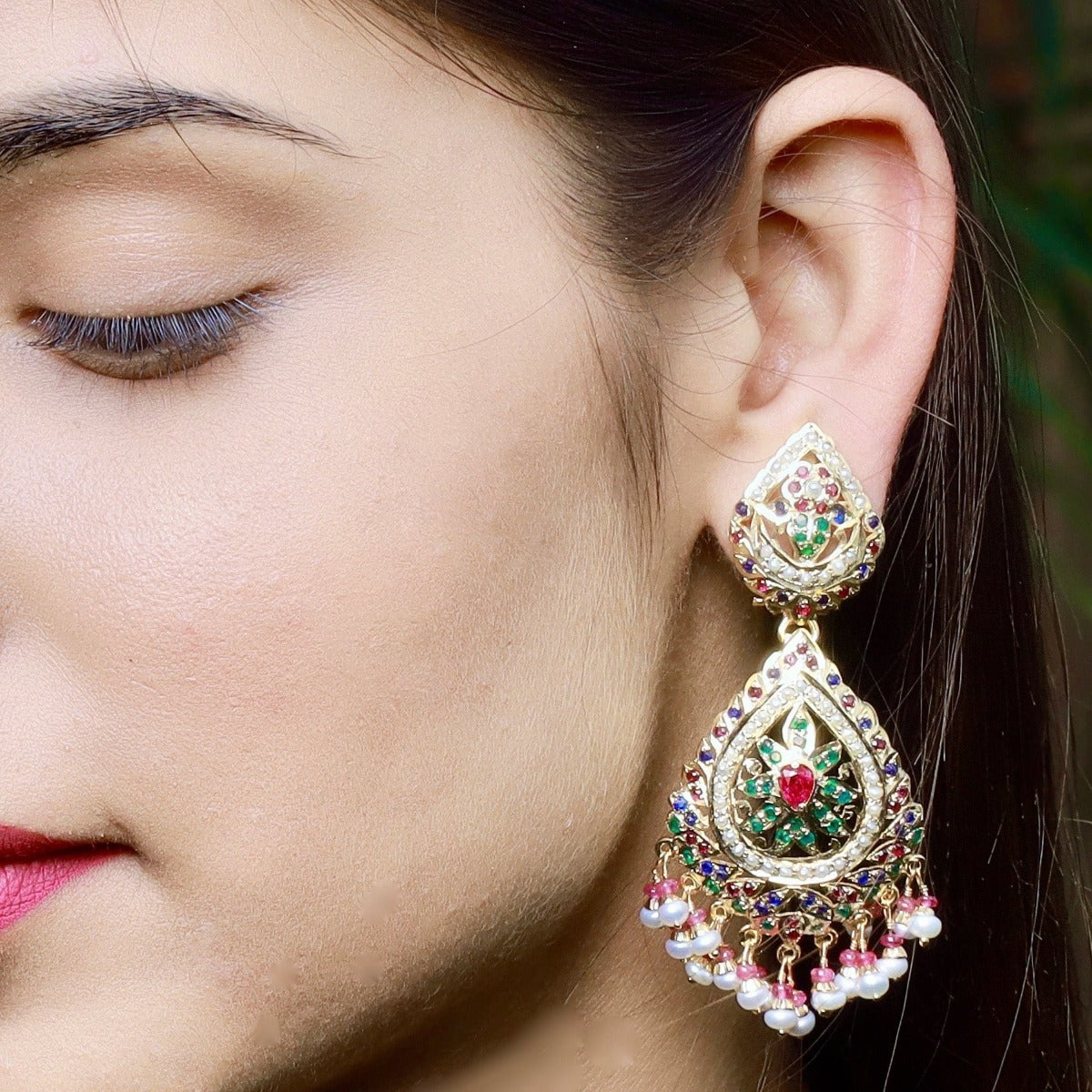 multicoloured earrings silver with gold plating
