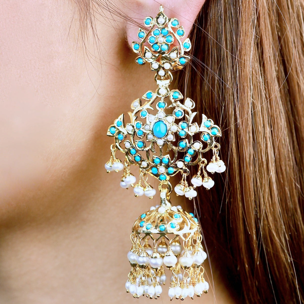 long punjabi jadau jhumka