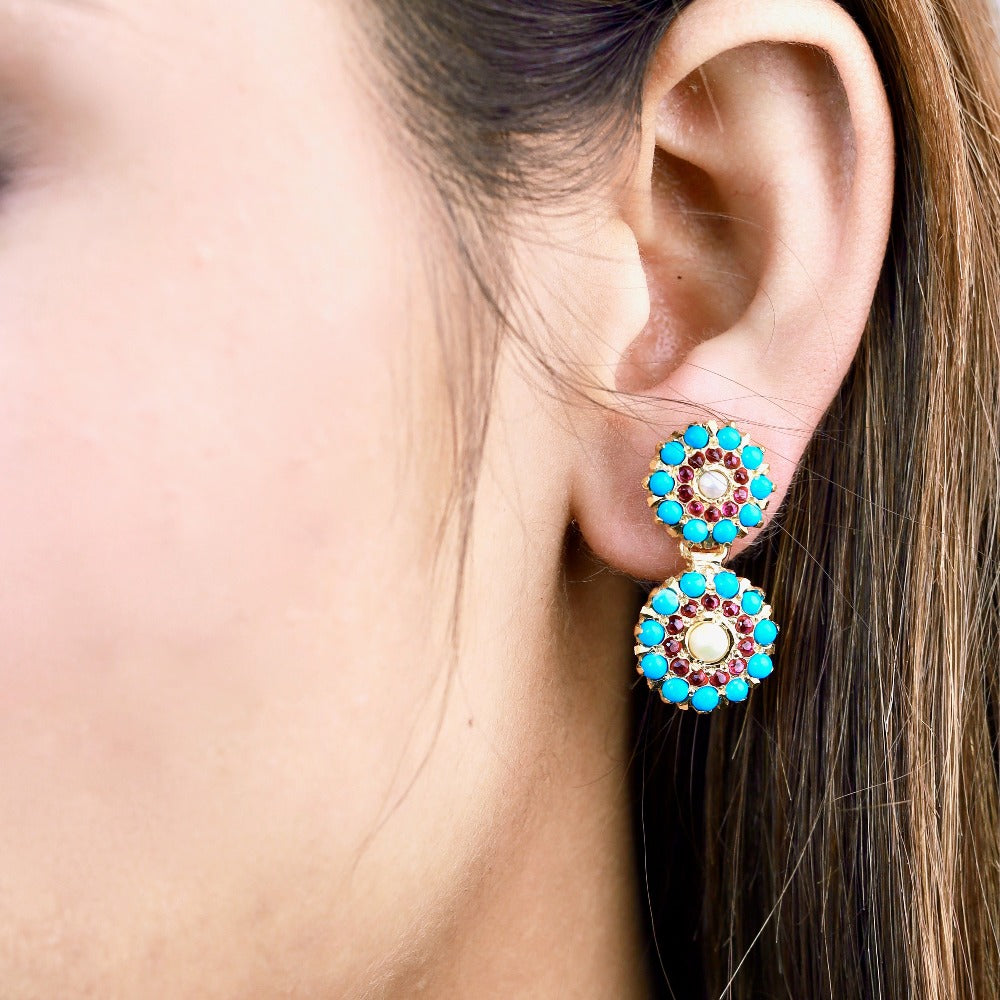 ruby turquoise earrings