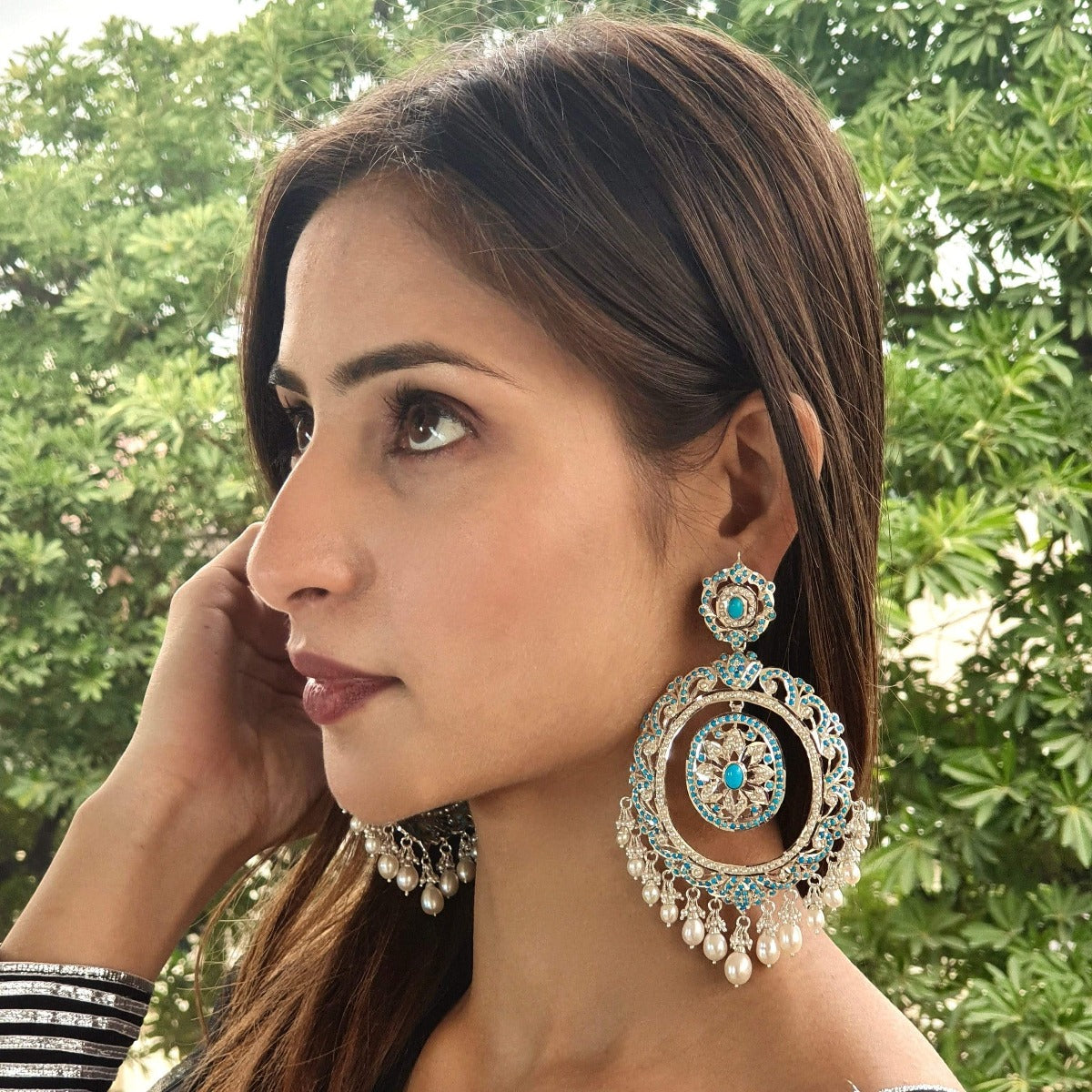 oversized silver chandbali