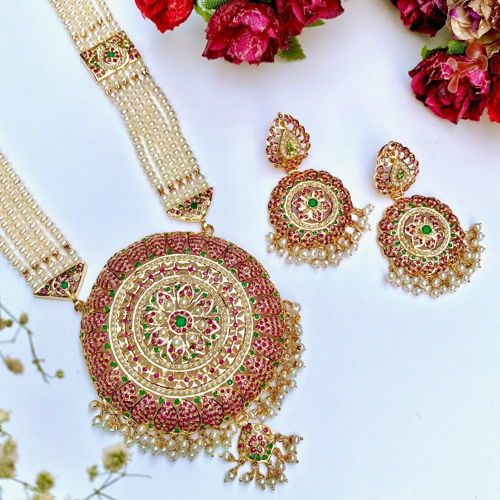 long rani haar set in gold plated silver