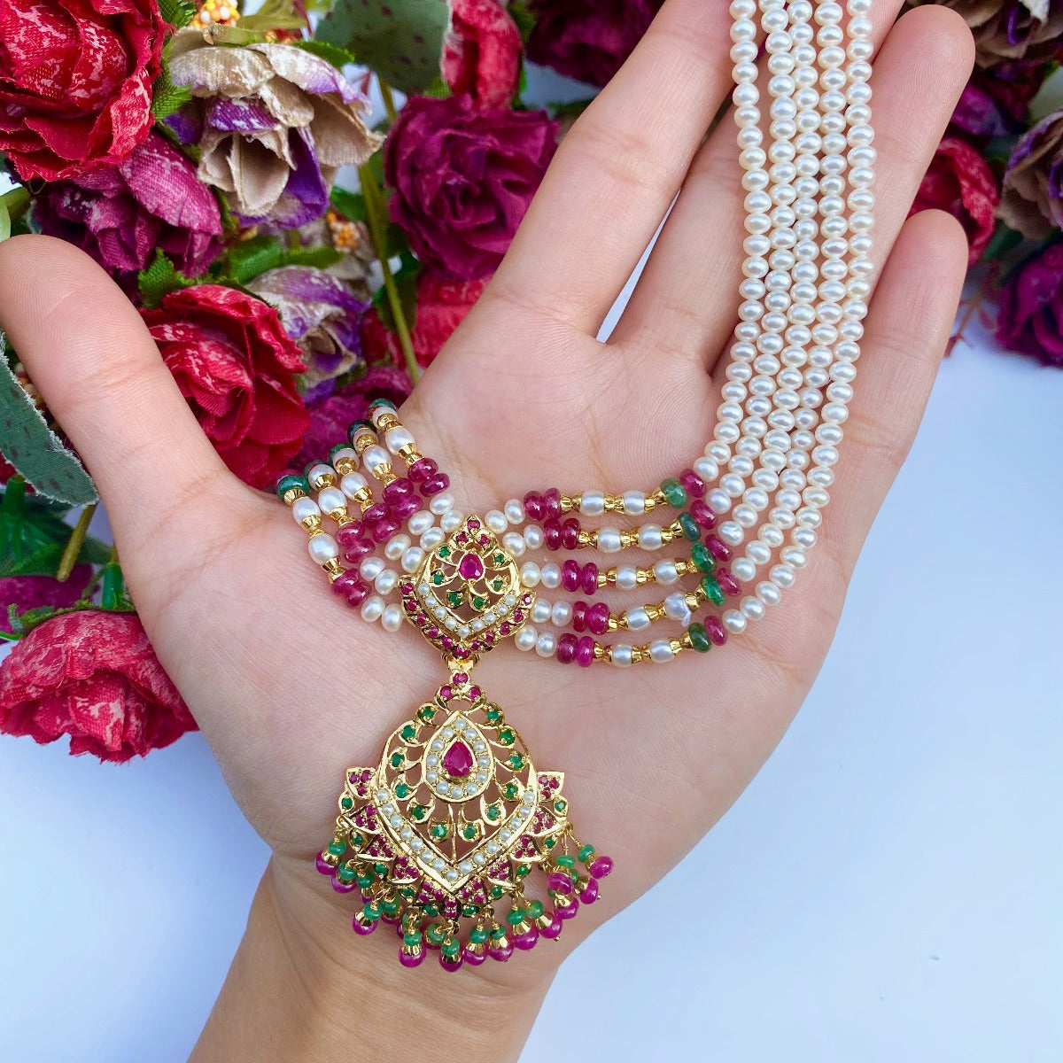 punjabi jadau necklace design
