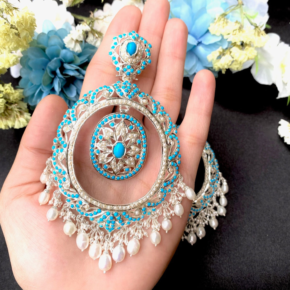 oversized silver chandbali