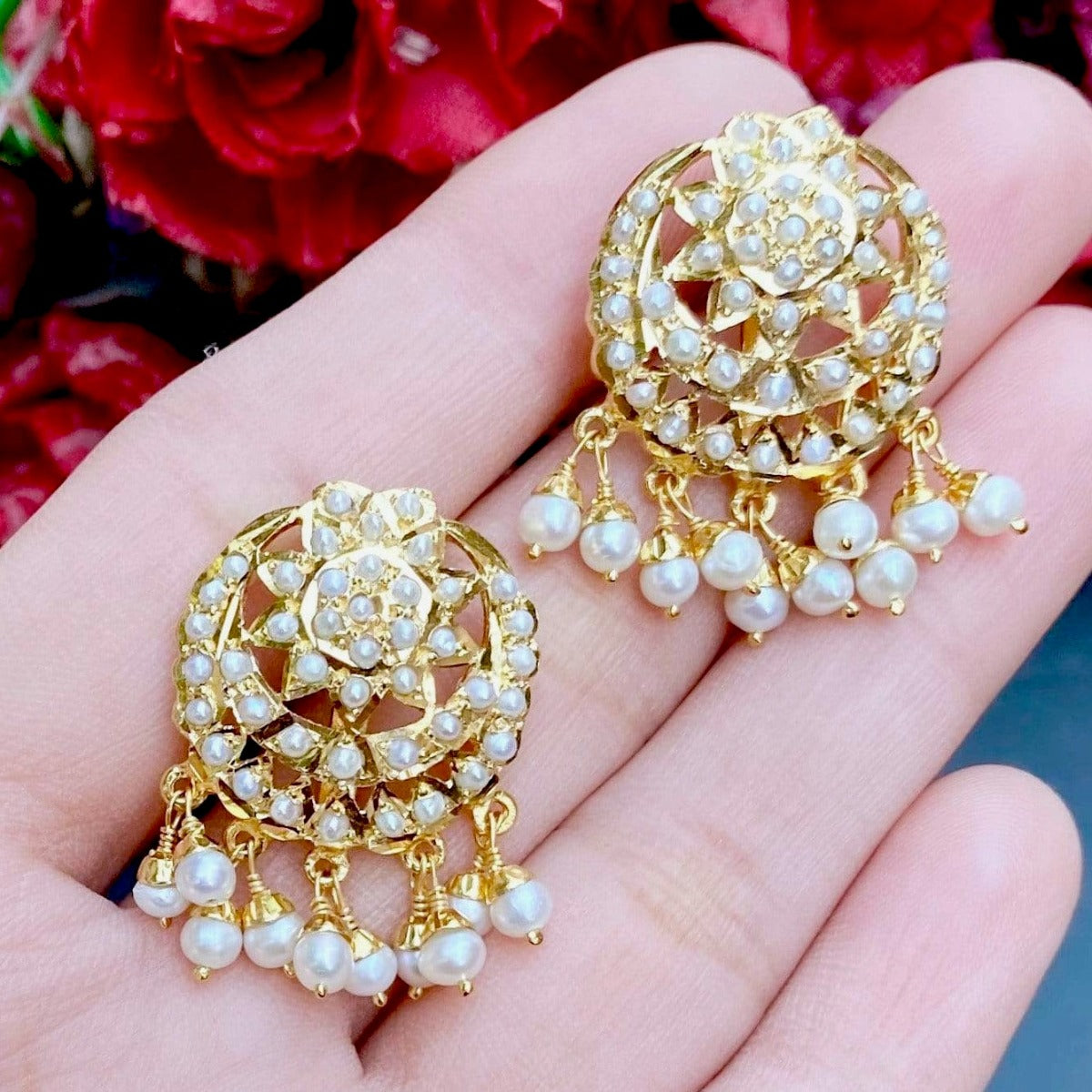 pearls jadau pendant set gold plated