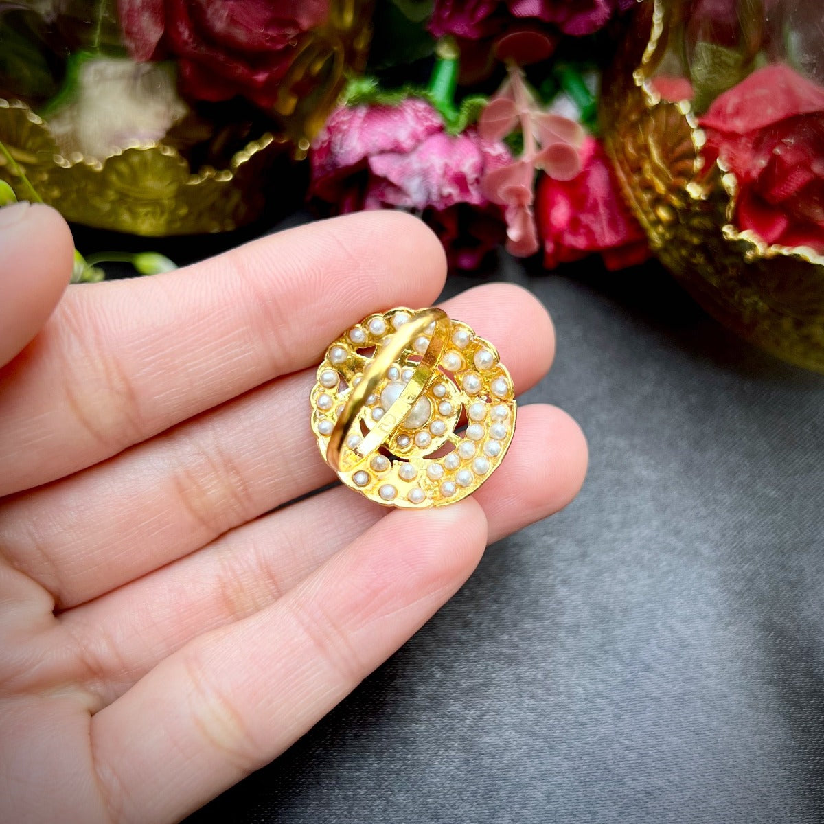 gold ring freshwater pearls